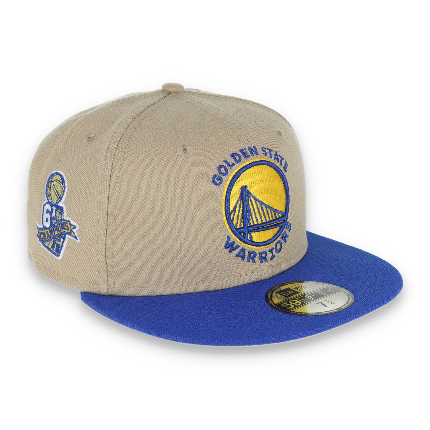 New Era Golden State Warriors 6X Champions Side Patch 59FIFTY Fitted Hat-Khaki