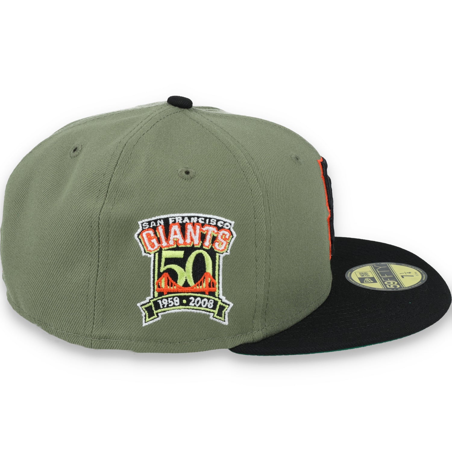 New Era San Francisco Giants 50th Anniversary Side Patch 59FIFTY Fitted Hat- Olive Green