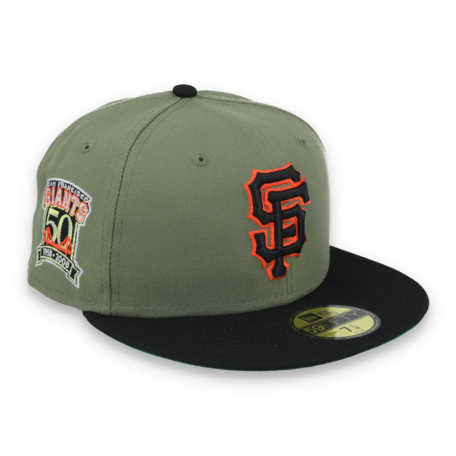 New Era San Francisco Giants 50th Anniversary Side Patch 59FIFTY Fitted Hat- Olive Green