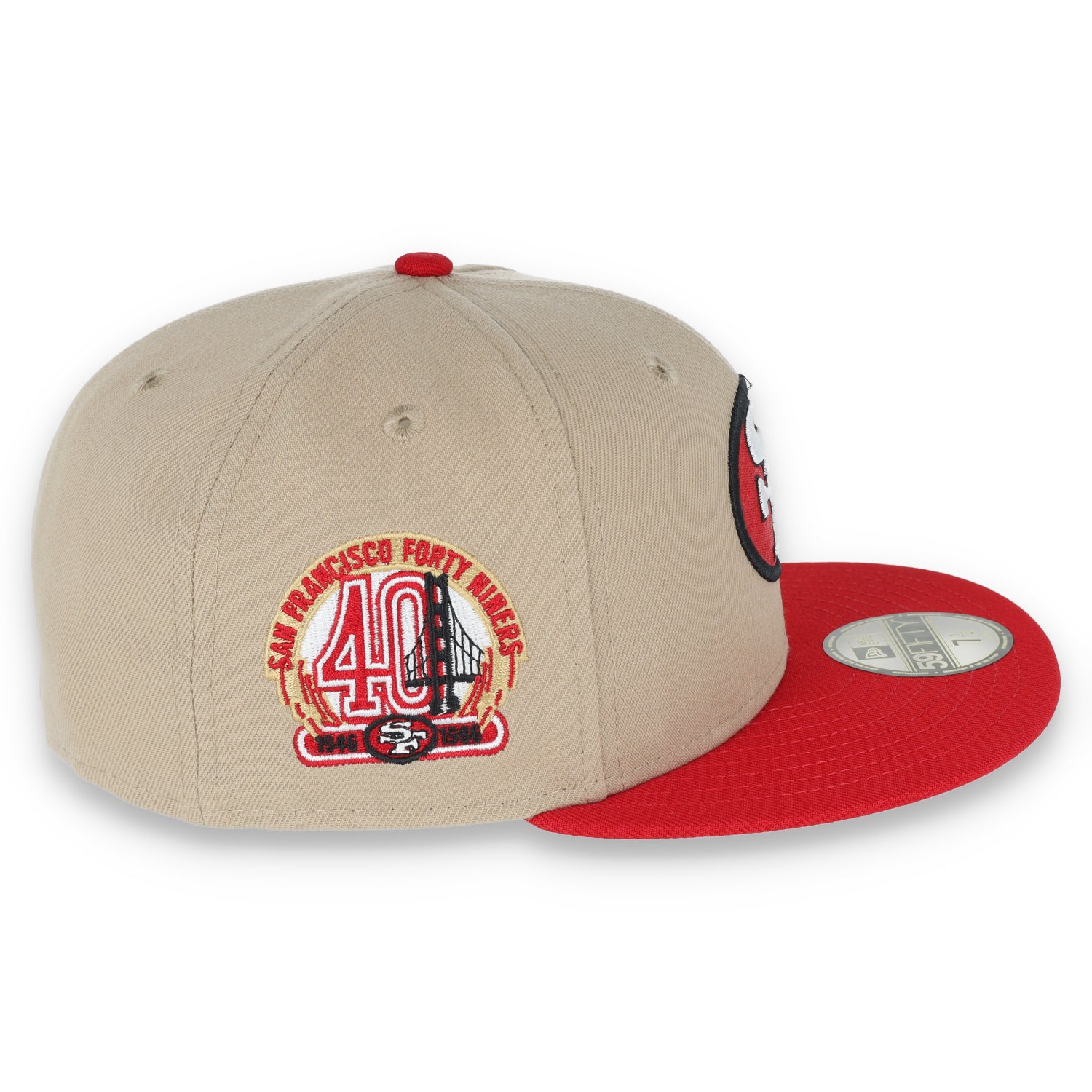 Exclusive San Francisco 49ers Official 59FIFTY Fitted, 40th Anniversary Side Patch 59FIFTY Fitted Hat- Khaki