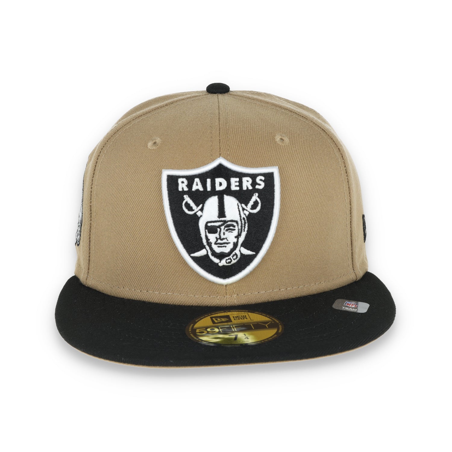 Las Vegas Raiders Shield 60th Anniversary Side Patch New Era 59Fifty Fitted-Khaki/Black