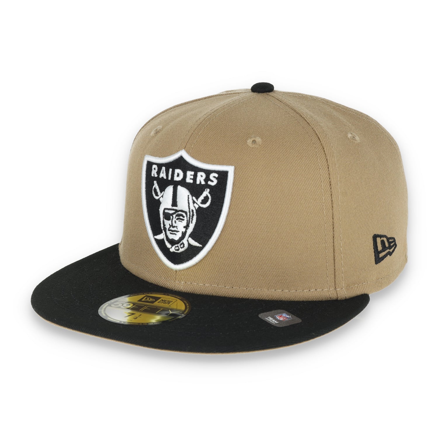 Las Vegas Raiders Shield 60th Anniversary Side Patch New Era 59Fifty Fitted-Khaki/Black