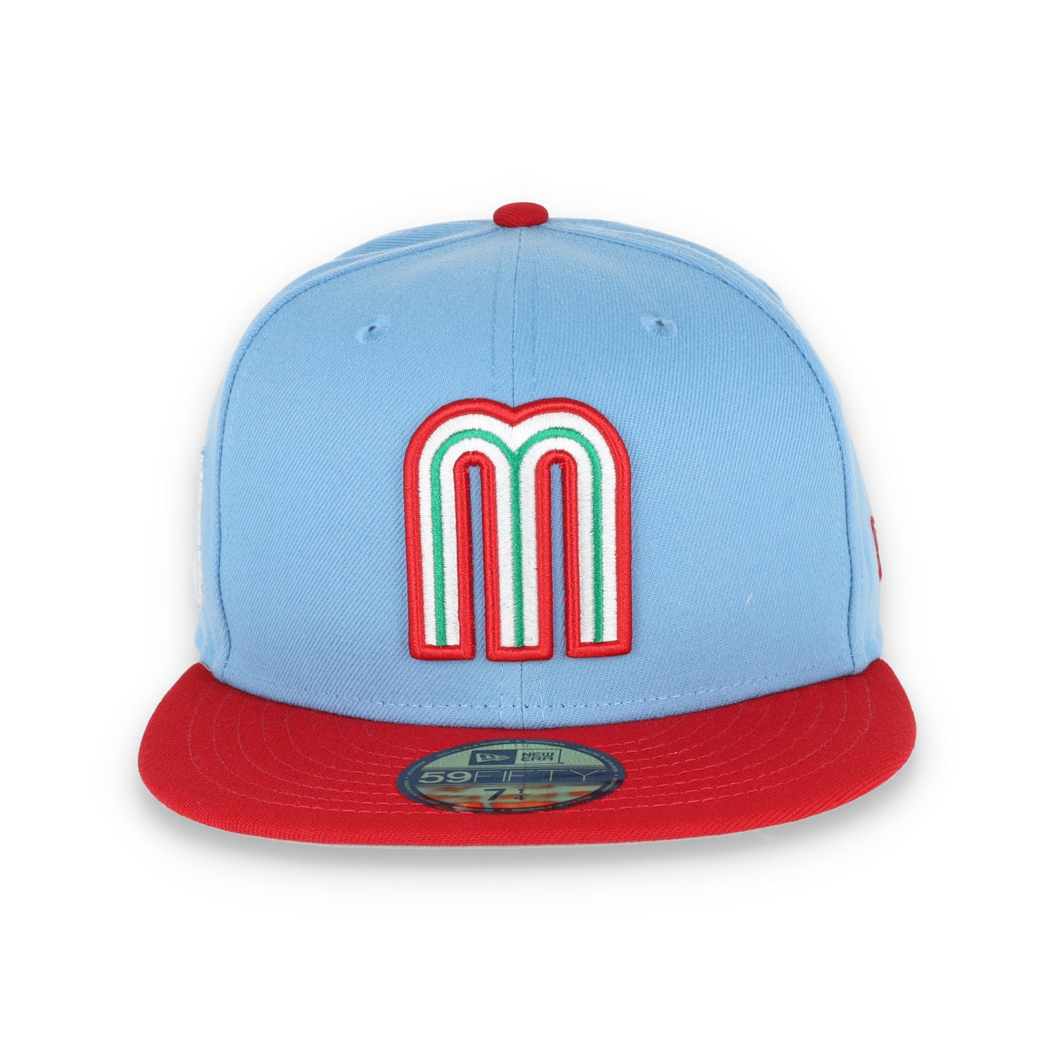 NEW ERA OFFICIAL WBC MEXICO WORDMARK 59FIFTY FITTED HAT-SCARLET/SKY