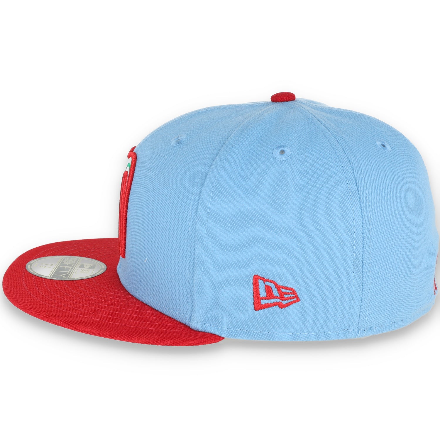 NEW ERA OFFICIAL WBC MEXICO WORDMARK 59FIFTY FITTED HAT-SCARLET/SKY