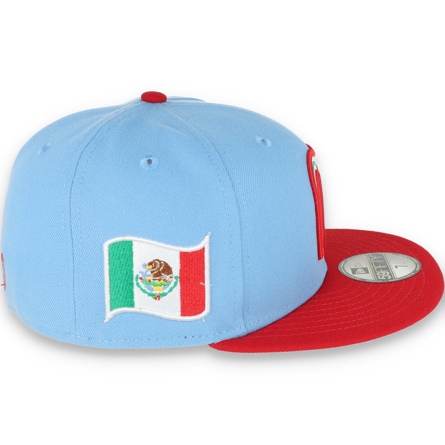 NEW ERA OFFICIAL WBC MEXICO WORDMARK 59FIFTY FITTED HAT-SCARLET/SKY