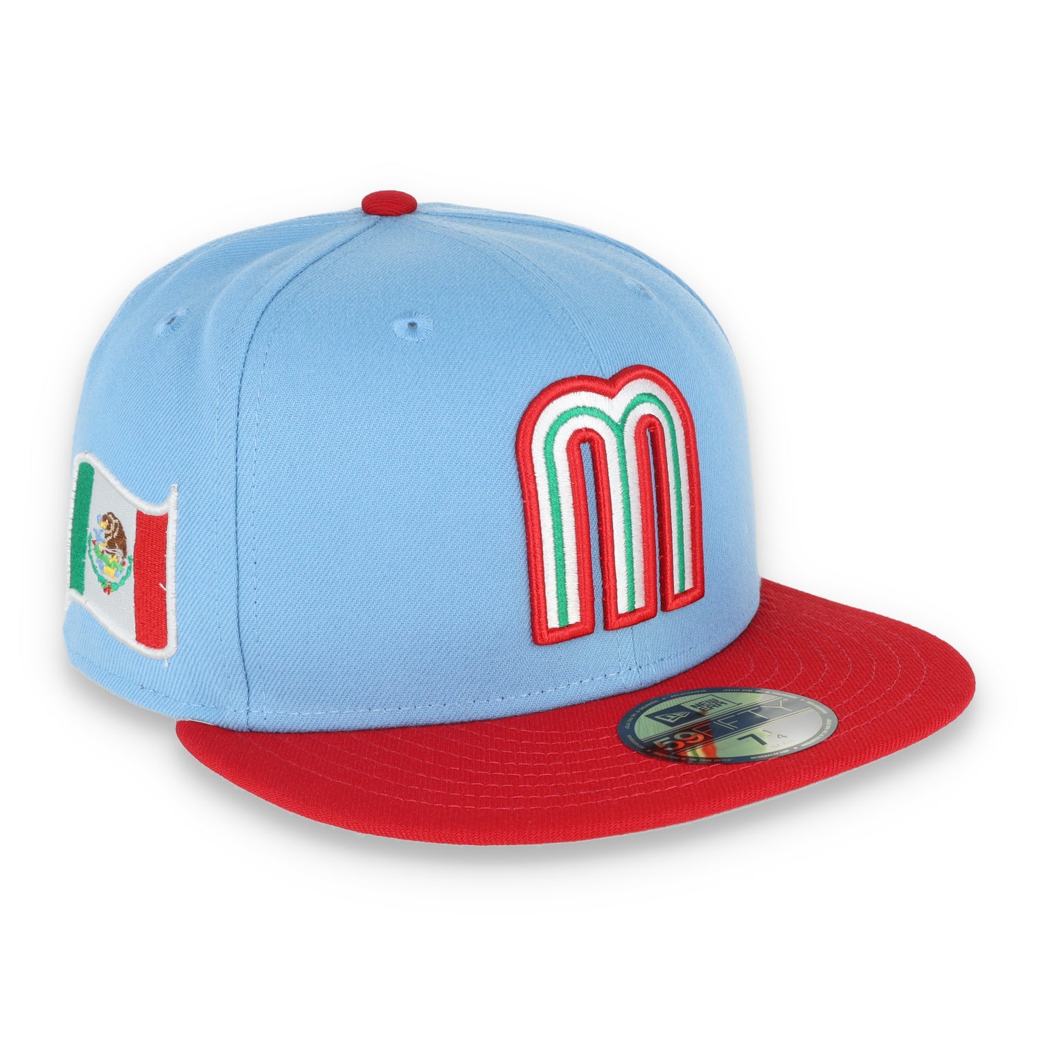 NEW ERA OFFICIAL WBC MEXICO WORDMARK 59FIFTY FITTED HAT-SCARLET/SKY