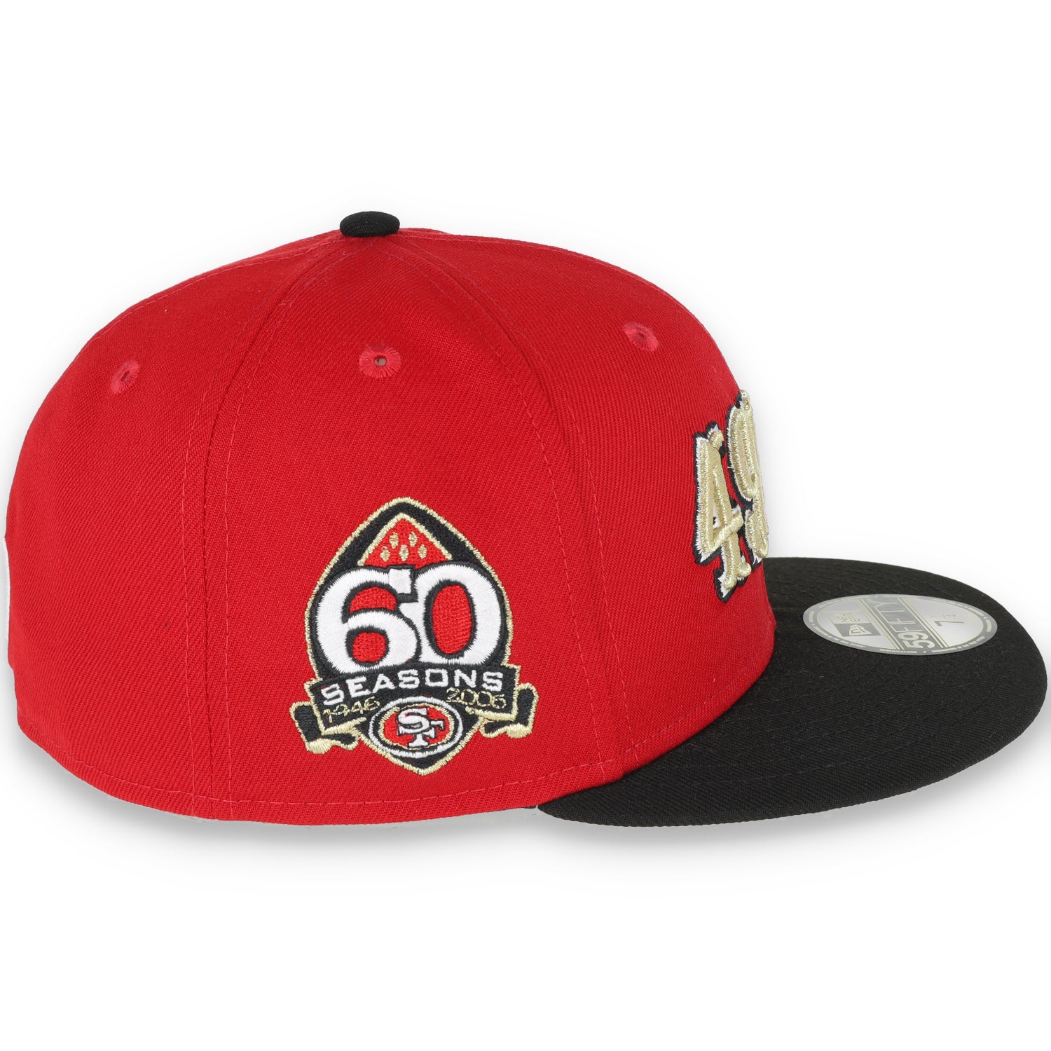 Exclusive San Francisco 49ers Official 59FIFTY Fitted, 60th Anniversary, Scarlet/black
