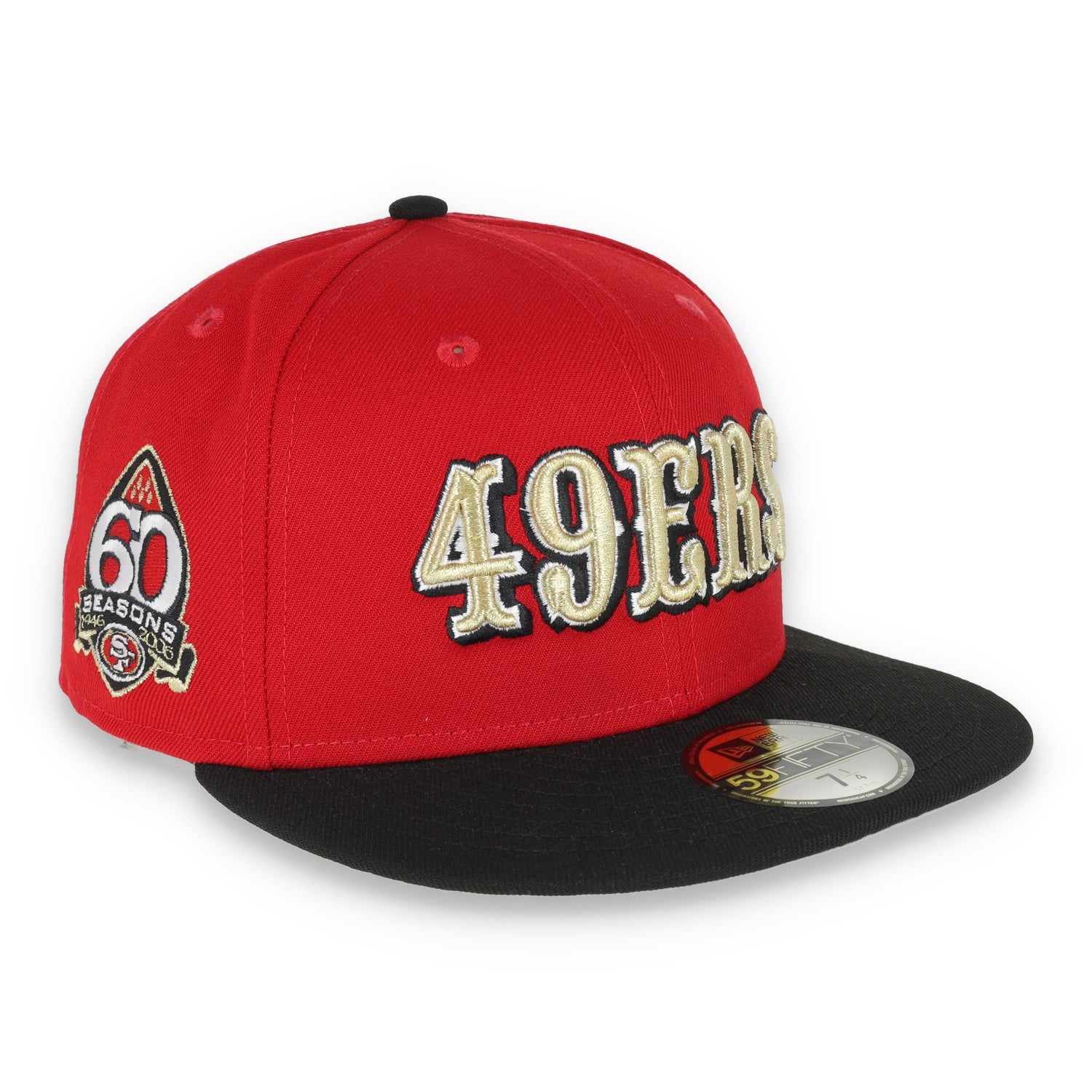 Exclusive San Francisco 49ers Official 59FIFTY Fitted, 60th Anniversary, Scarlet/black