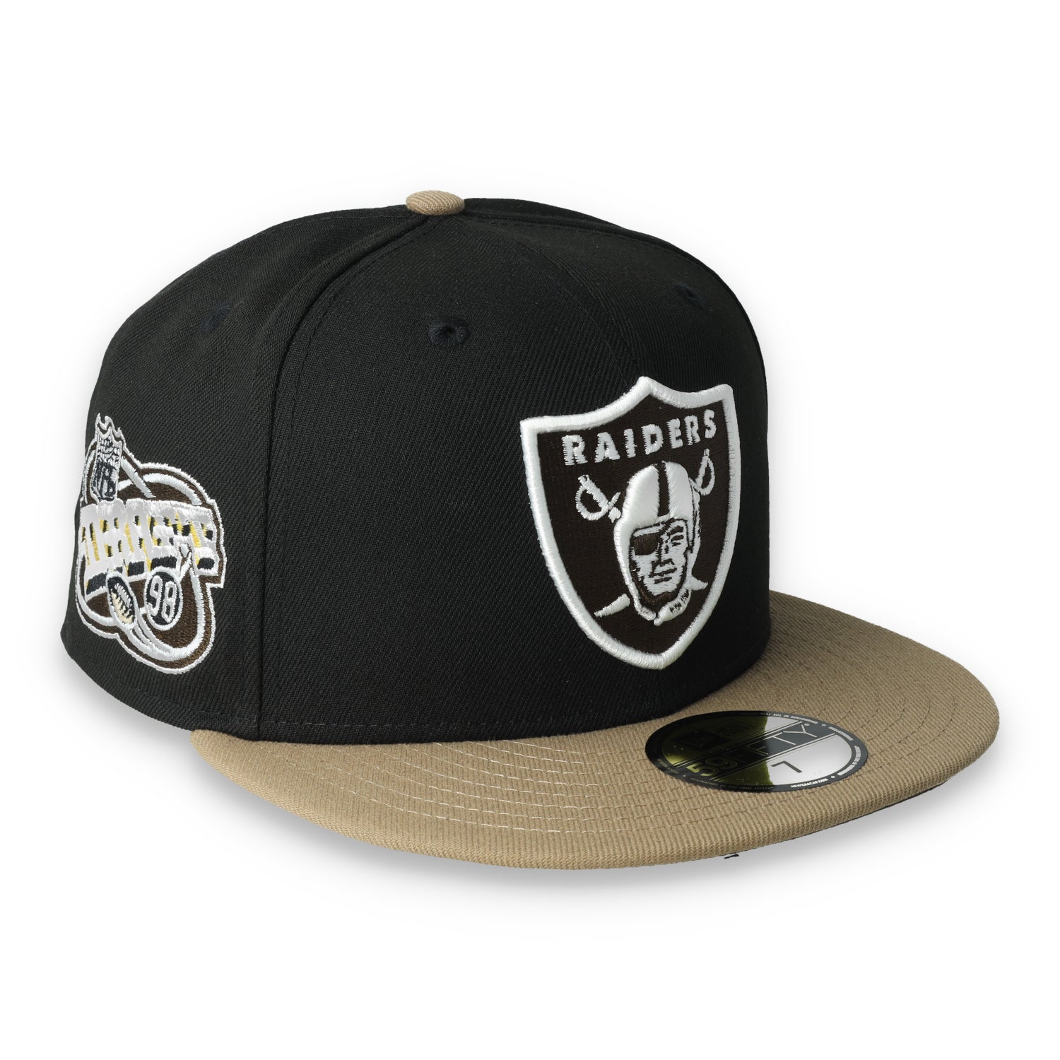 New Era Las Vegas Raiders Retro 98 Draft 2-Tone 59FIFTY Fitted Hat-Khaki/Black