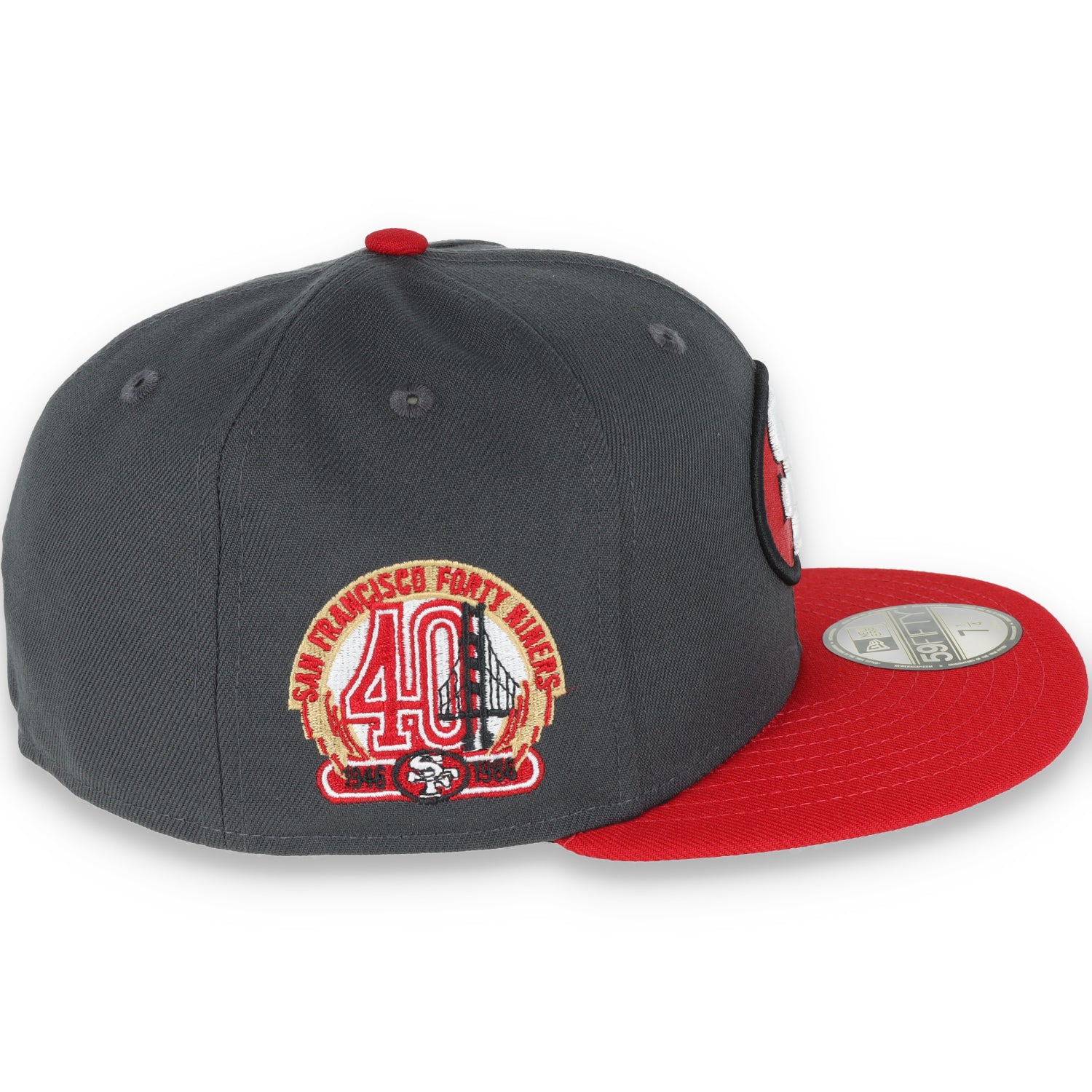 Exclusive San Francisco 49ers Official 59FIFTY Fitted, 40th Anniversary Side Patch -Dark Grey