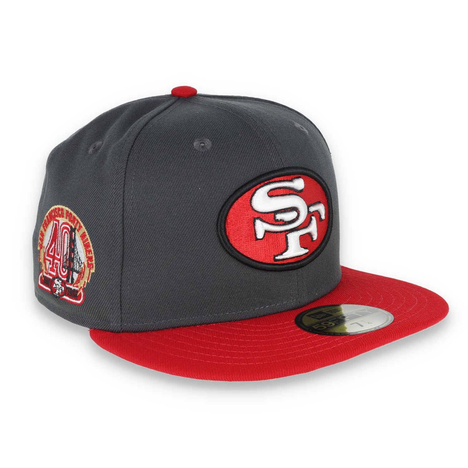 Exclusive San Francisco 49ers Official 59FIFTY Fitted, 40th Anniversary Side Patch -Dark Grey