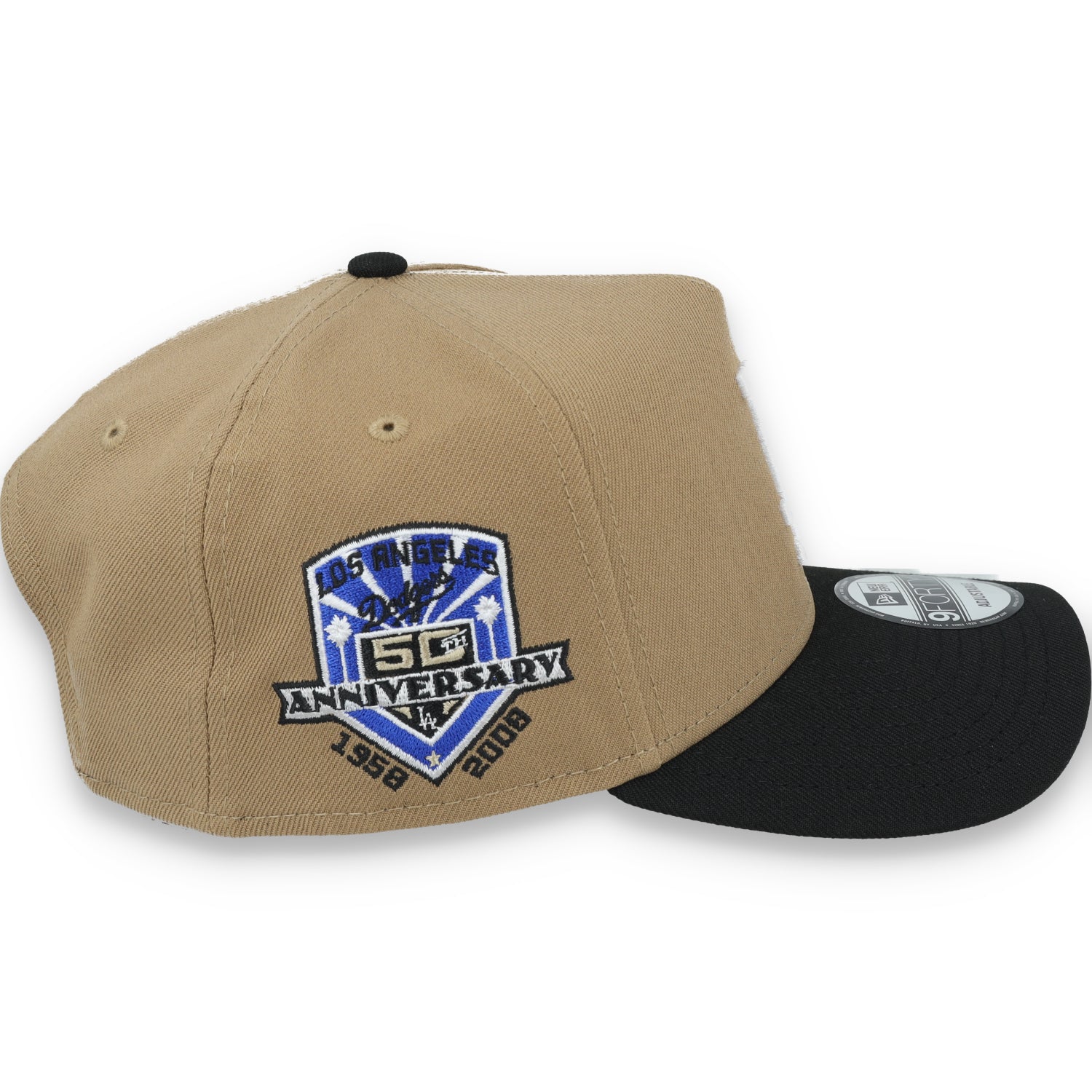 New Era Los Angeles Dodgers 50th Anniversary Side Patch A Frame 9FORTY Adjustable Hat-Khaki