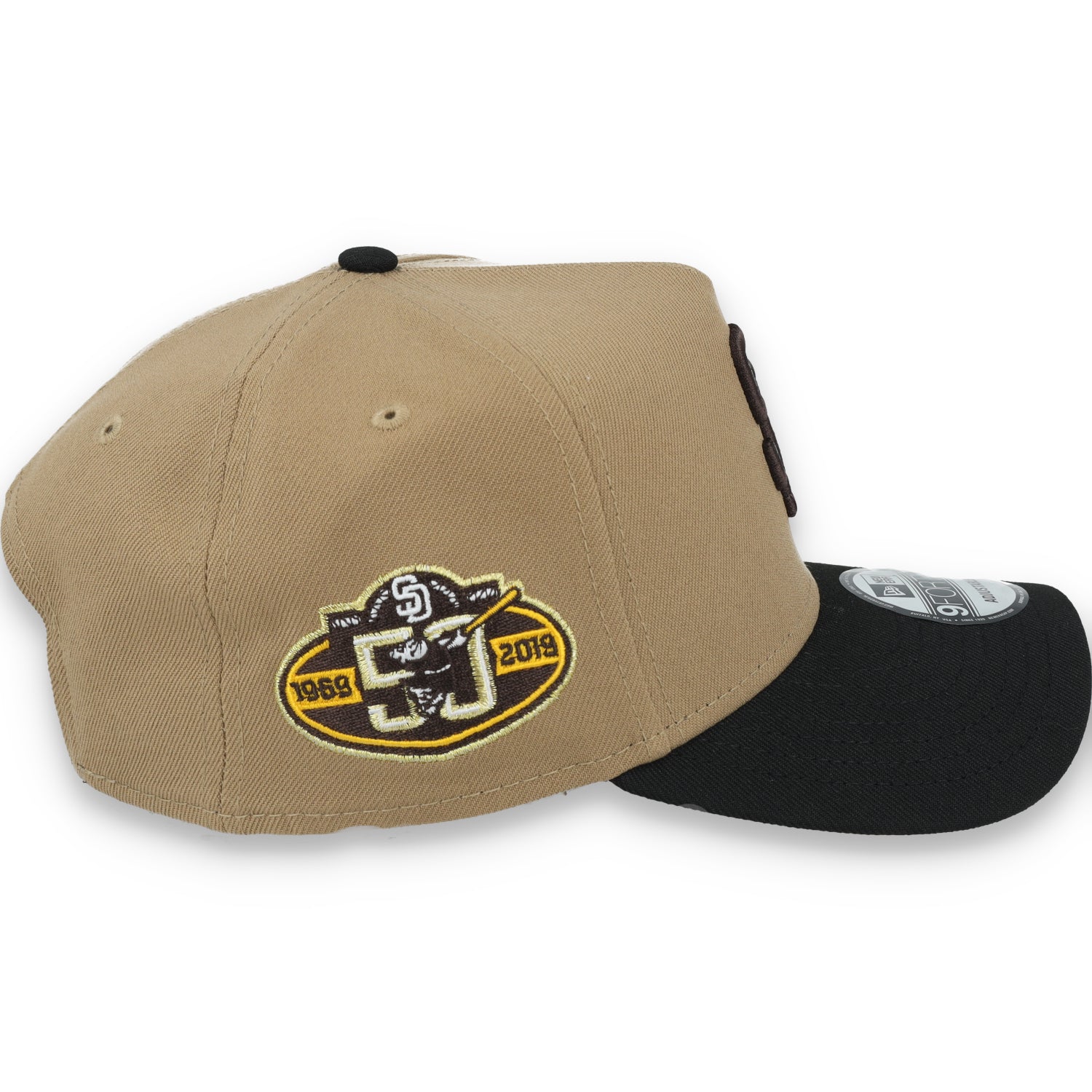 New Era San Diego Padres 50th Anniversary Side Patch A Frame 9FORTY Adjustable Hat-Khaki