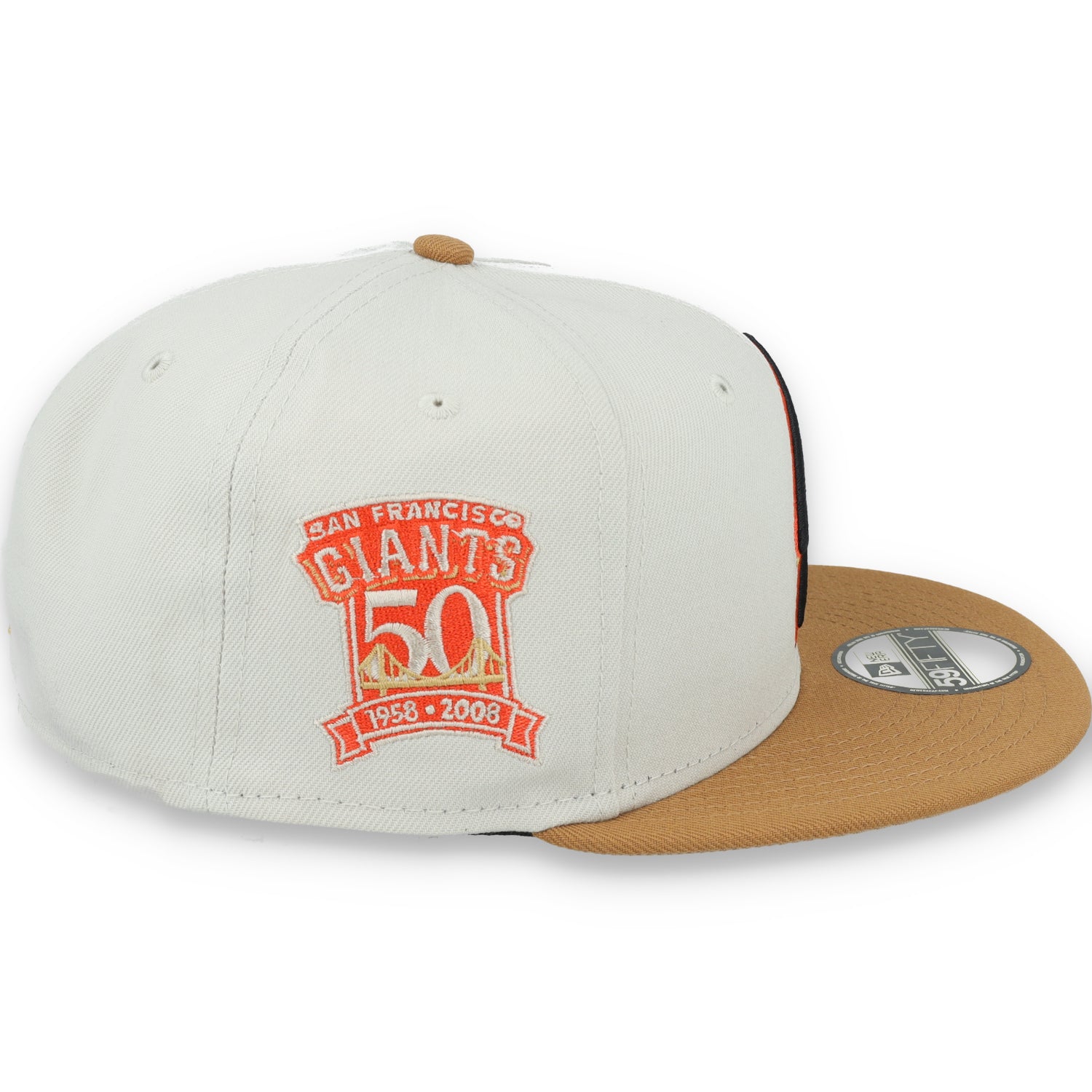 New Era San Francisco Giants 50th Anniversary Side Patch 59IFTY Fitted hat- Chrome/Light Bronze