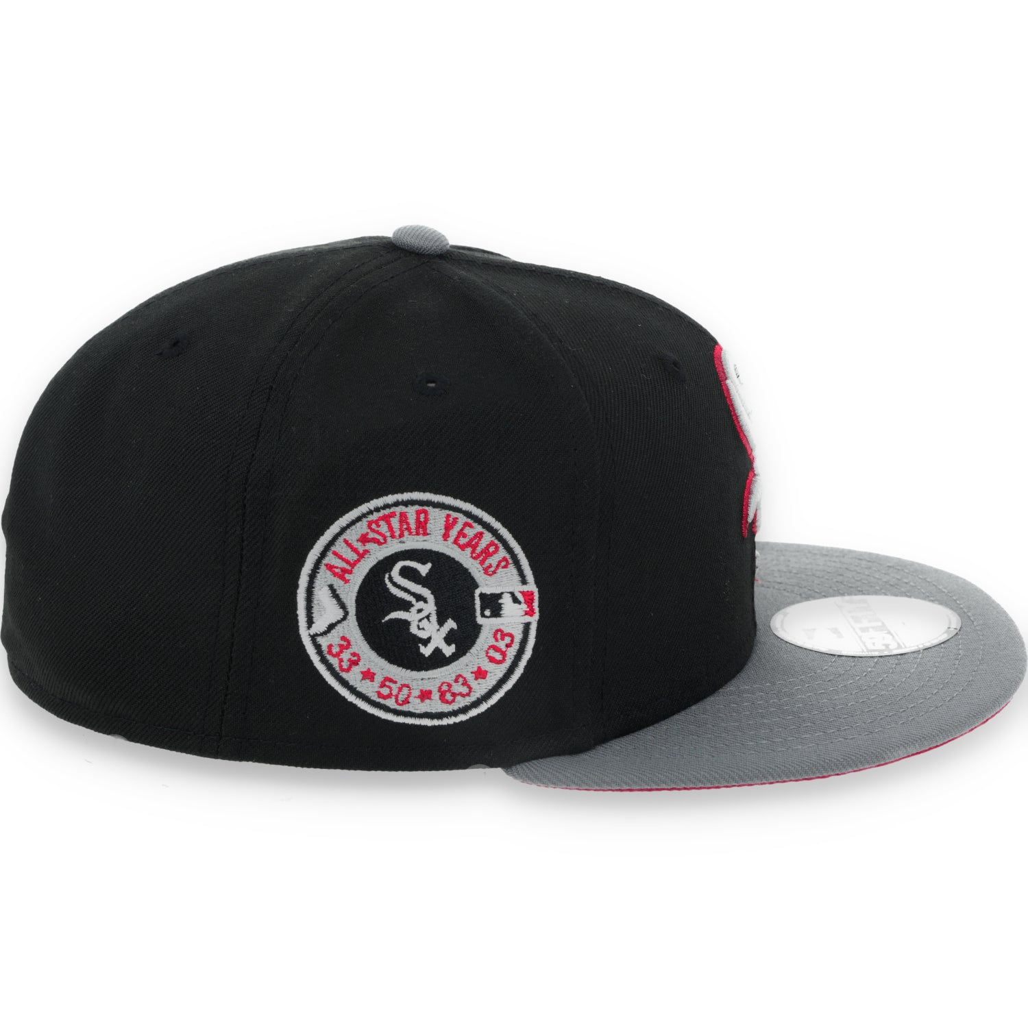 New Era Chicago White Sox All Star Side Patch Metallic 59FIFTY Fitted Hat- Black/Grey/Red