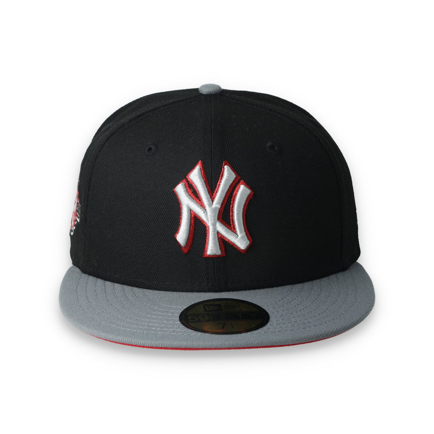 New Era New York Yankees 100th Anniversary Series Side Patch Metallic 59FIFTY Fitted Hat- Black/Grey/Red