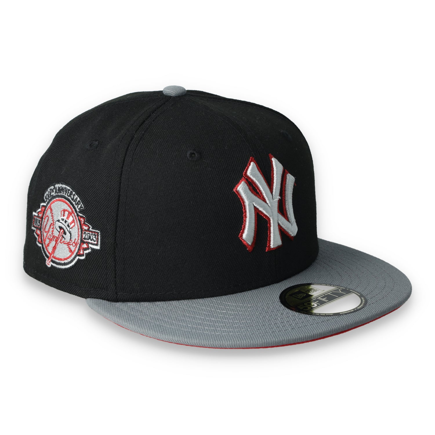 New Era New York Yankees 100th Anniversary Series Side Patch Metallic 59FIFTY Fitted Hat- Black/Grey/Red