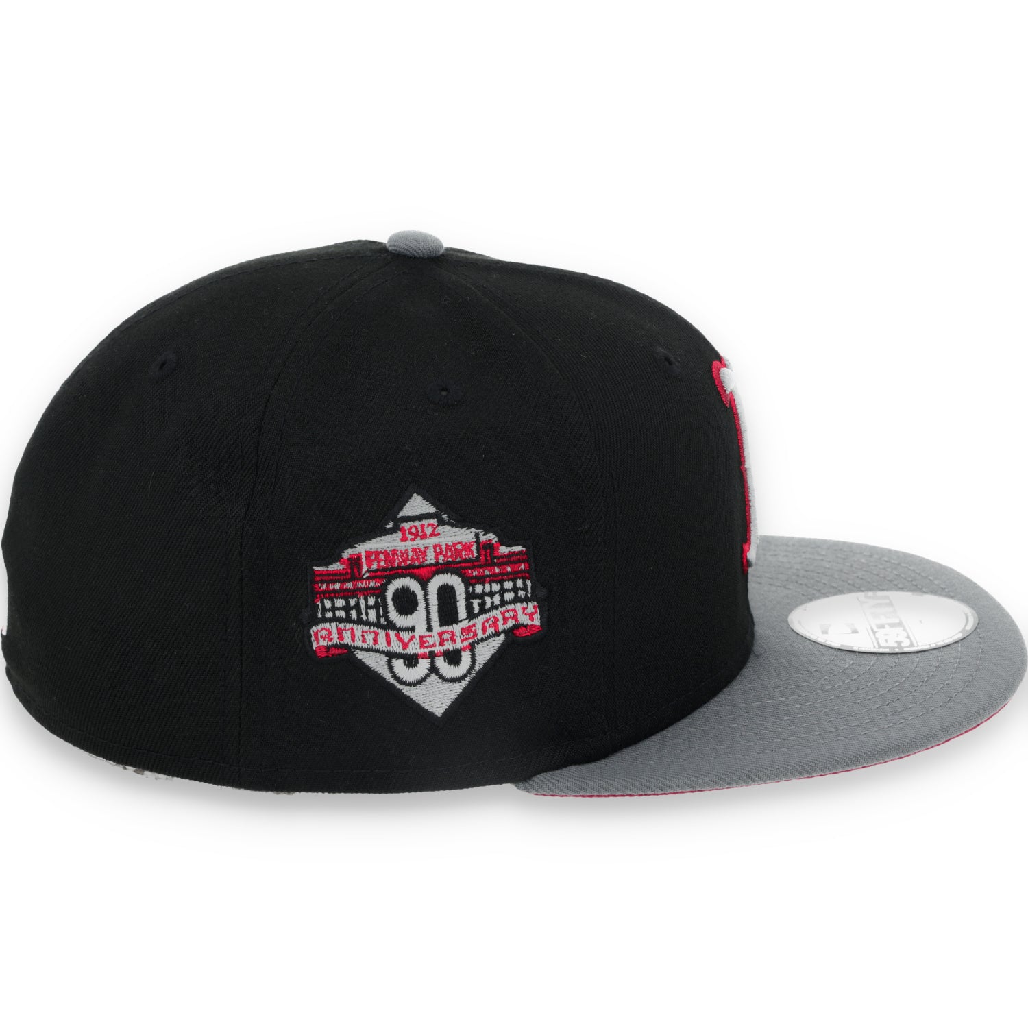 New Era Boston Red Sox 90th Anniversary Side Patch Metallic 59FIFTY Fitted Hat- Black/Grey/Red