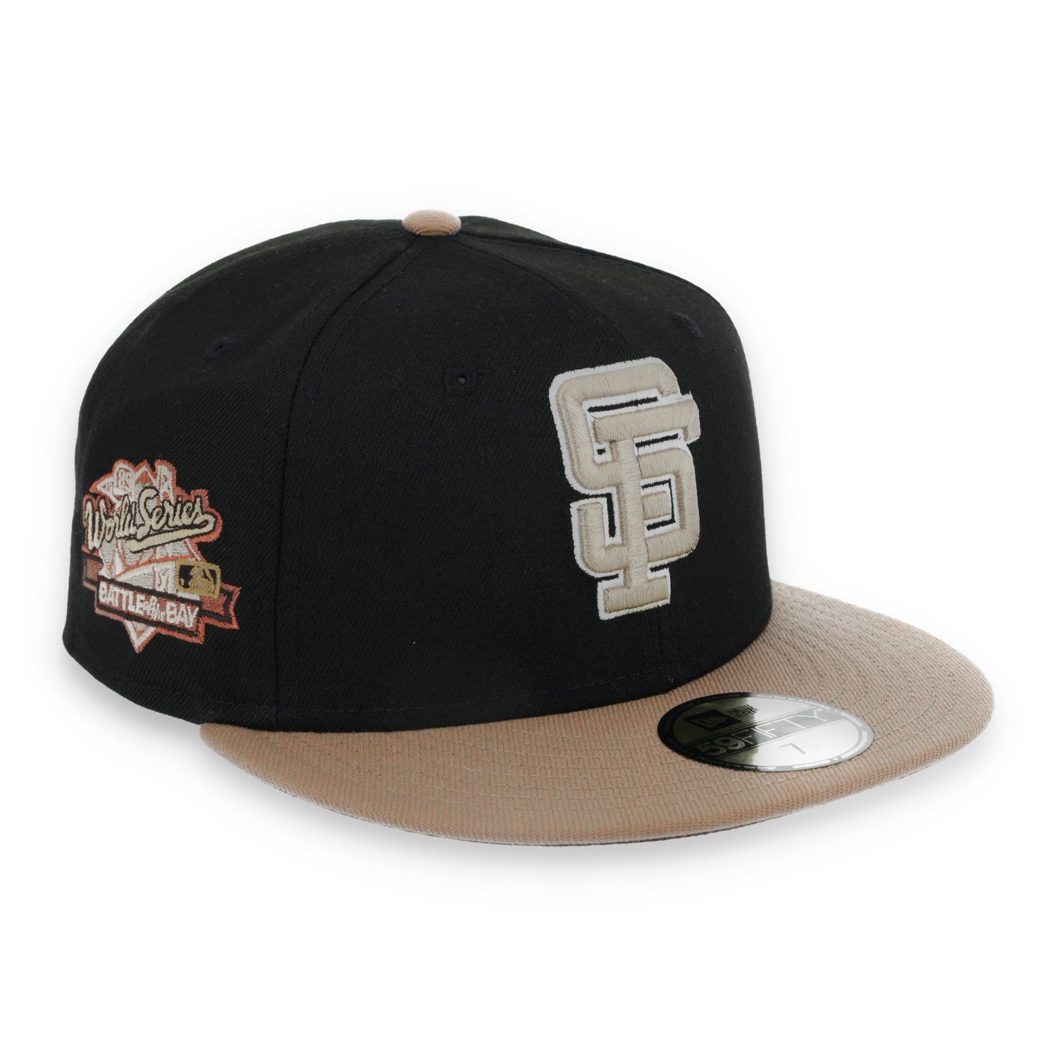 New Era San Francisco Giants 1989 Battle Of The Bay Side patch 59FIFTY Fitted Hat-Black/Khaki