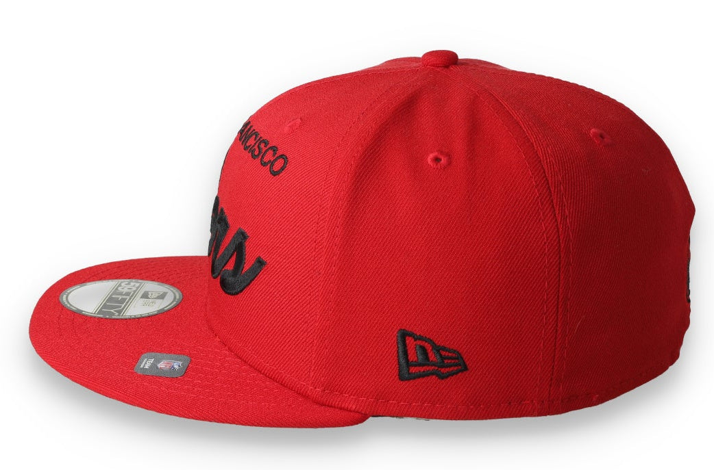 Exclusive New Era San Francisco 49ers Black Script 59FIFTY Fitted Hat-Red