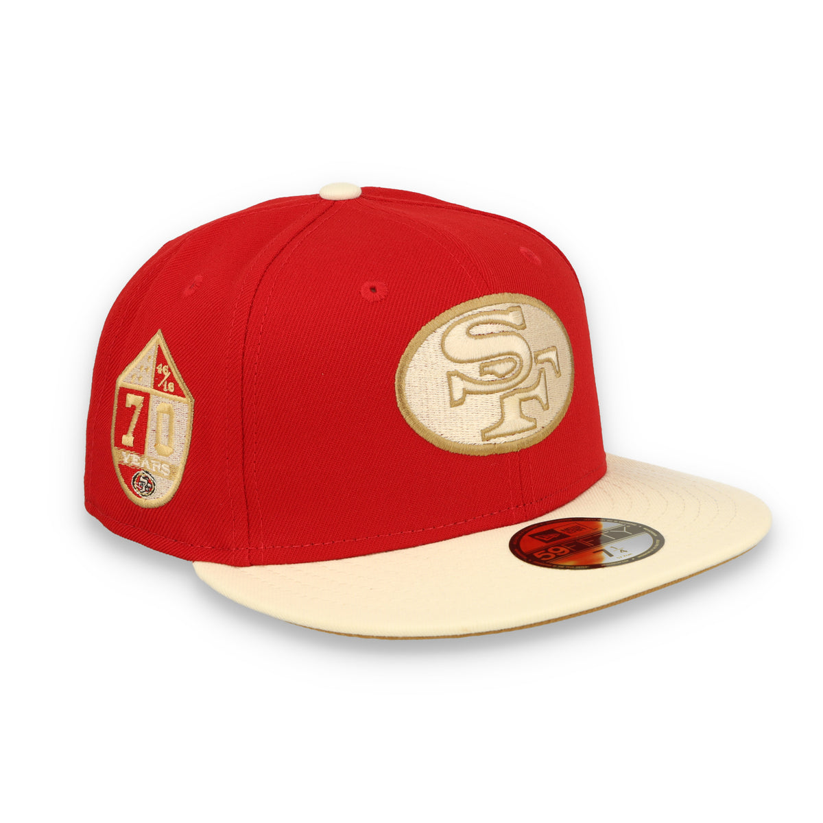 NEW ERA SAN FRANCISCO 49ERS "70 YEARS" SIDE PATCH 59FIFTYFITTED - RED/CREAM