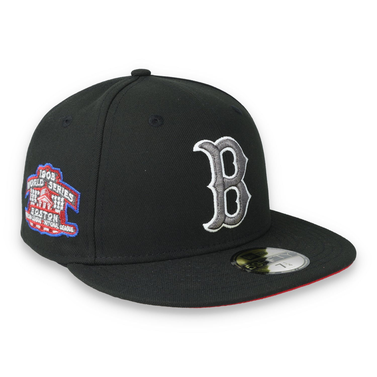 New Era Boston Red Sox 2003 World Series Side Patch 59FIFTY Fitted Hat-Metallic Grey/Black