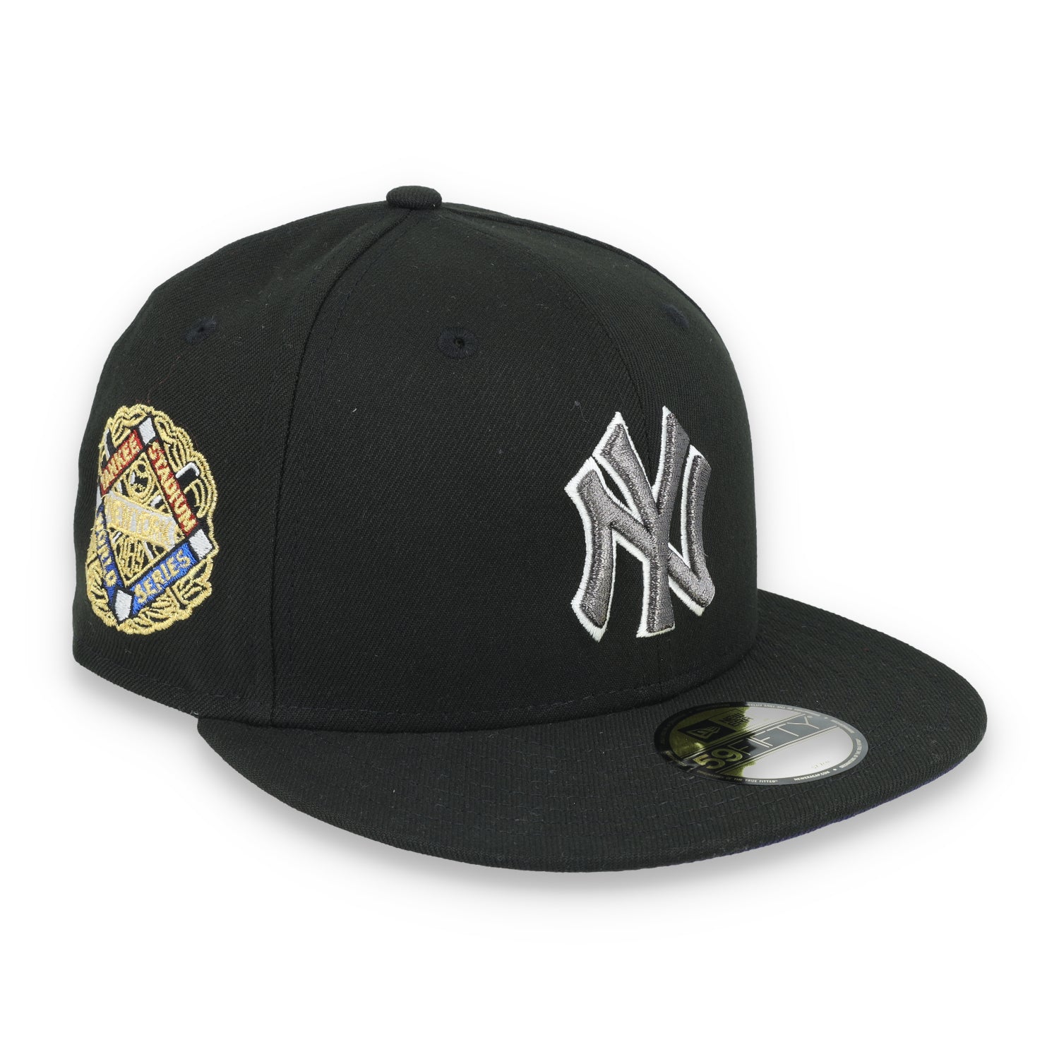 New Era New York Yankees World Series Side Patch 59FIFTY Fitted Hat-Metallic Grey/Black
