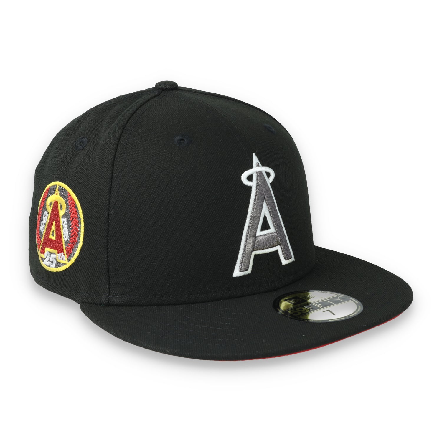 New Era Los Angeles Angels 25th Anniversary Side Patch 59FIFTY Fitted Hat-Metallic Grey/Black