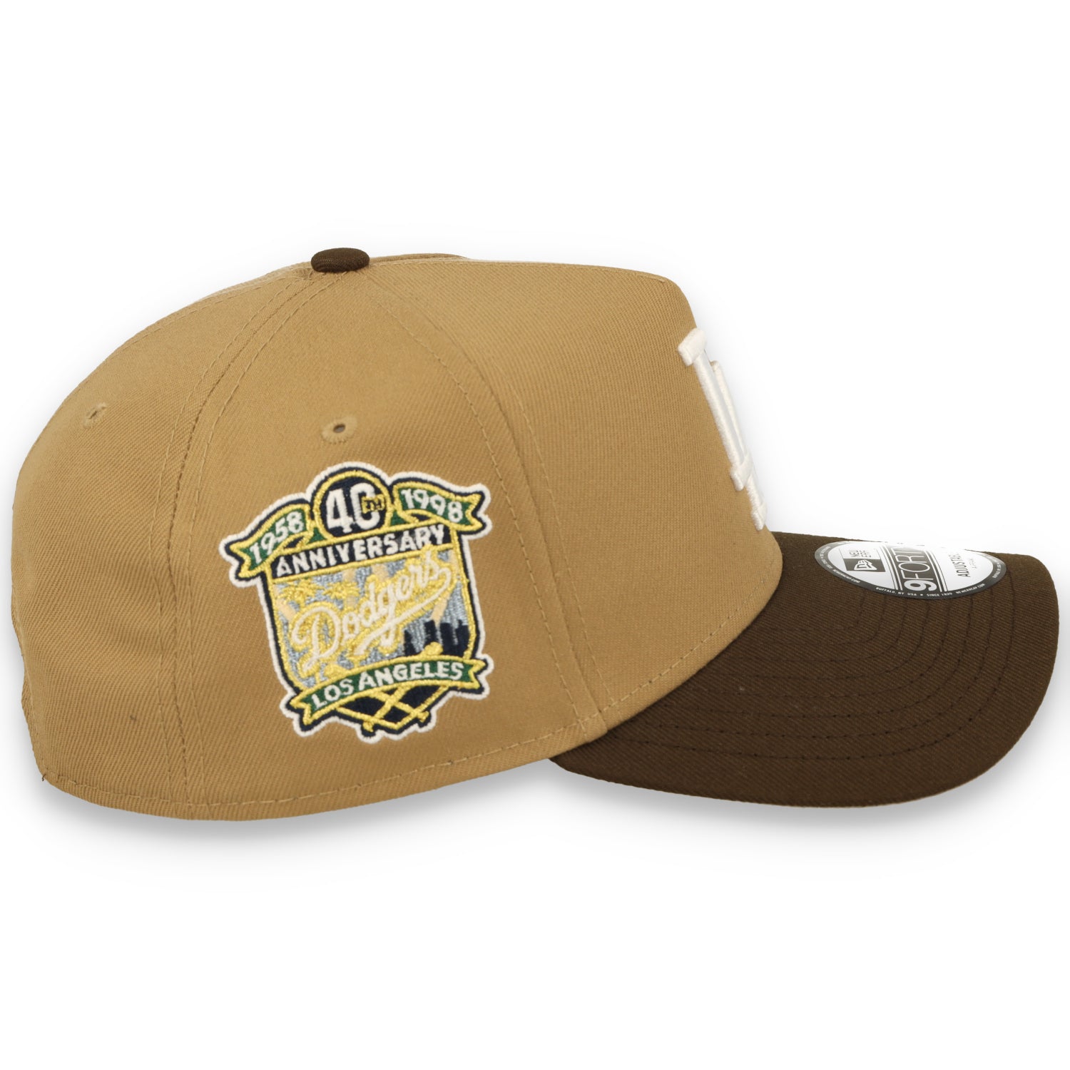 New Era Los Angeles Dodgers 40th Anniversary 9FORTY A-Frame Snapback Hat-Khaki/Burnt Wood