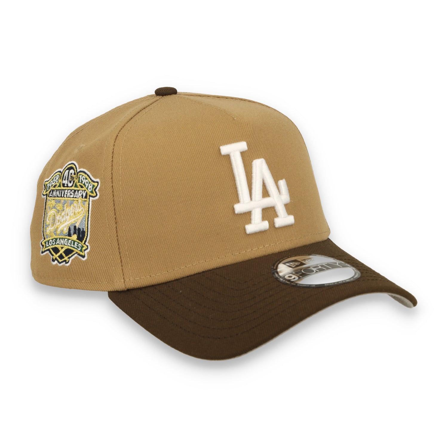 New Era Los Angeles Dodgers 40th Anniversary 9FORTY A-Frame Snapback Hat-Khaki/Burnt Wood