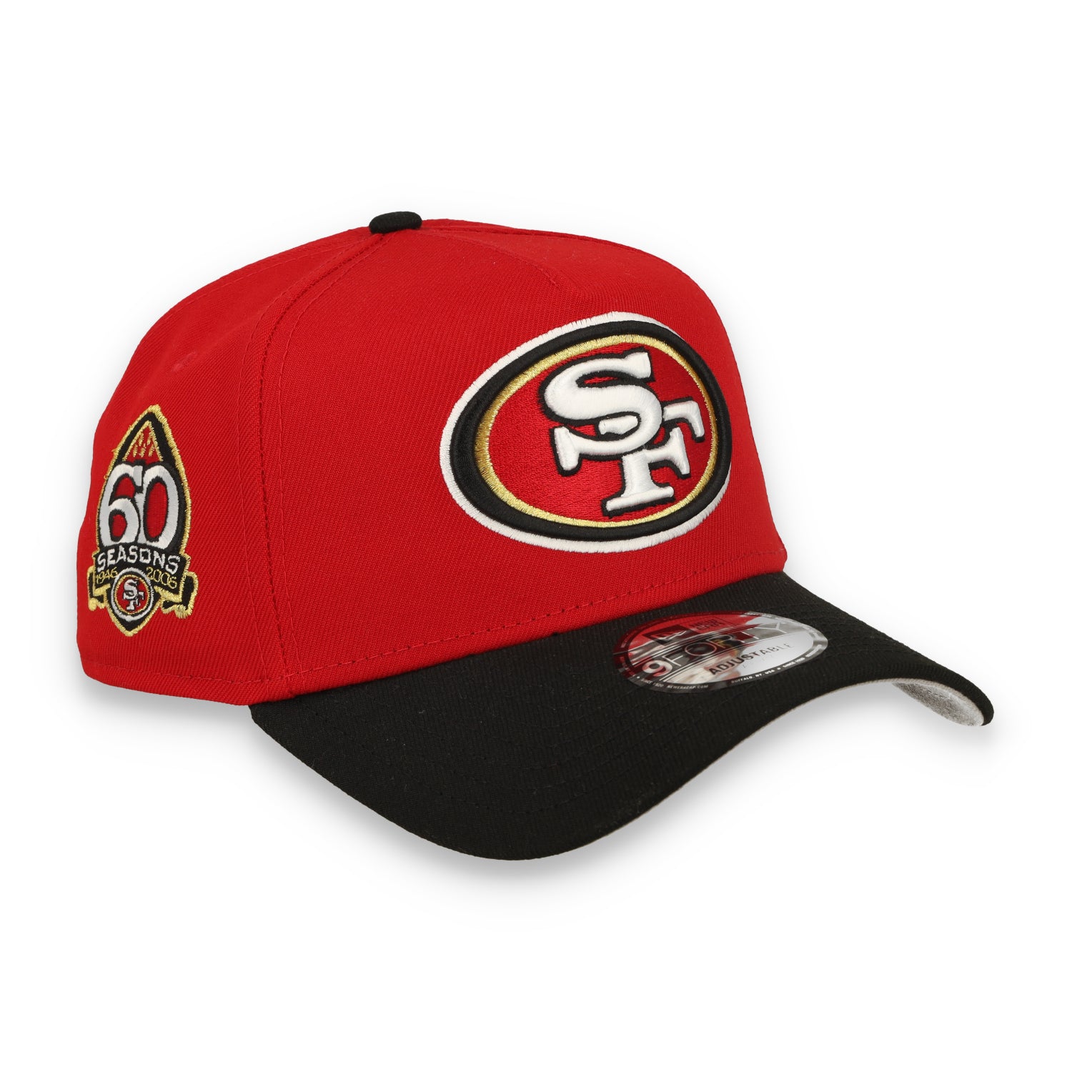 NEW ERA 49ER 60TH SEASON SIDE PATCH 9-FORTY A-FRAME SNAPBACK-RED/BLACK