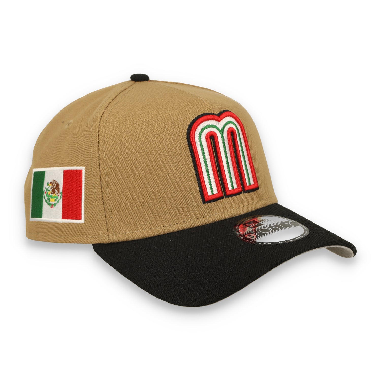 New Era Mexico WBC 9FORTY A-Frame Snapback Hat-Khaki/Black