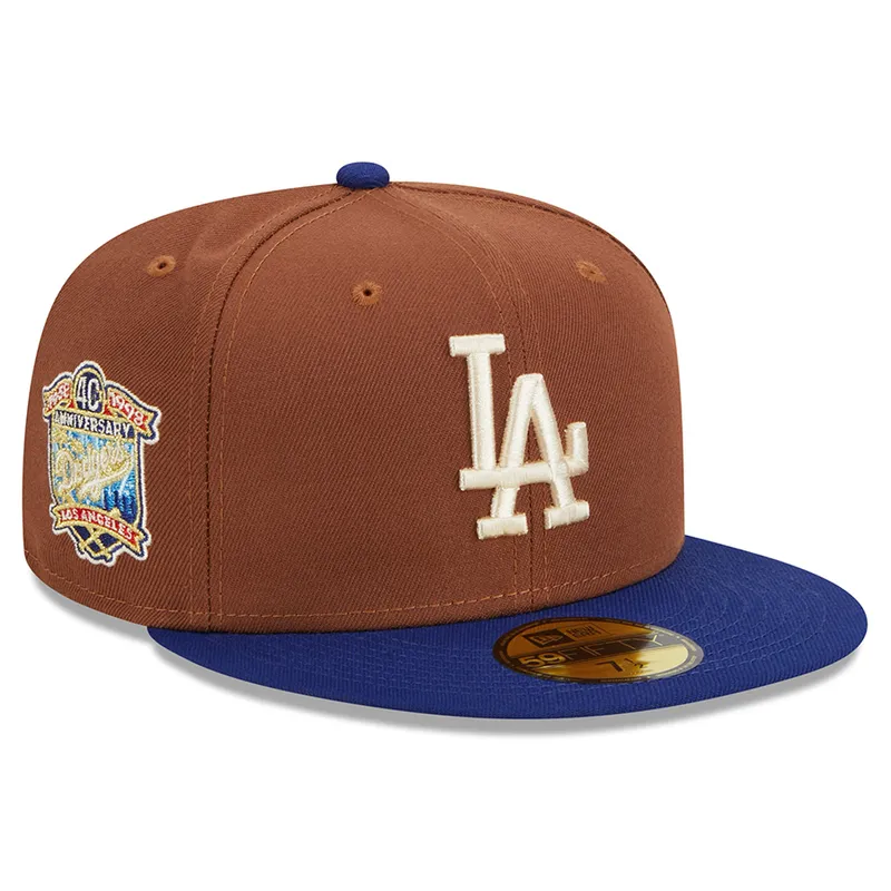 New Era Los Angeles Dodgers Harvest 40th Side Patch 59fifty Fitted Hat-Brown