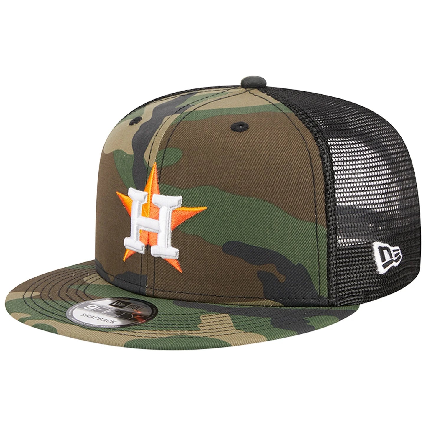 New Era Houston Astros Woodland Trucker 9FIFTY Snapback-Camo/Black
