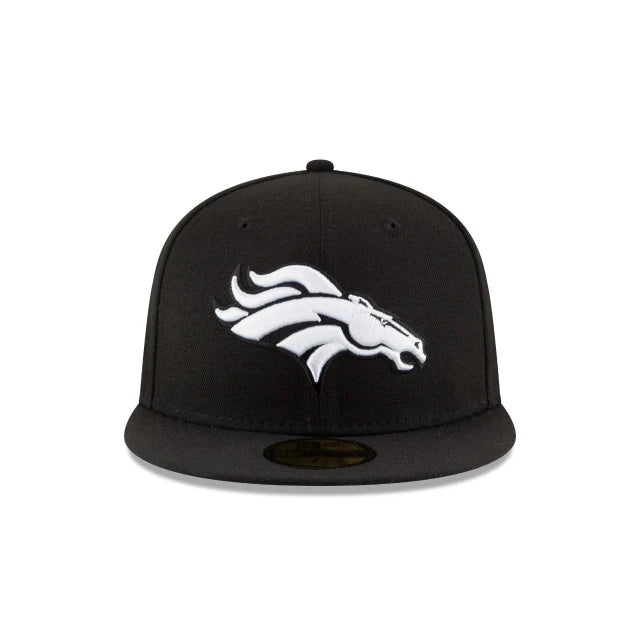 New Era Denver Broncos 50th Super Bowl Side Patch 59FIFTY Fitted Black & White Hat