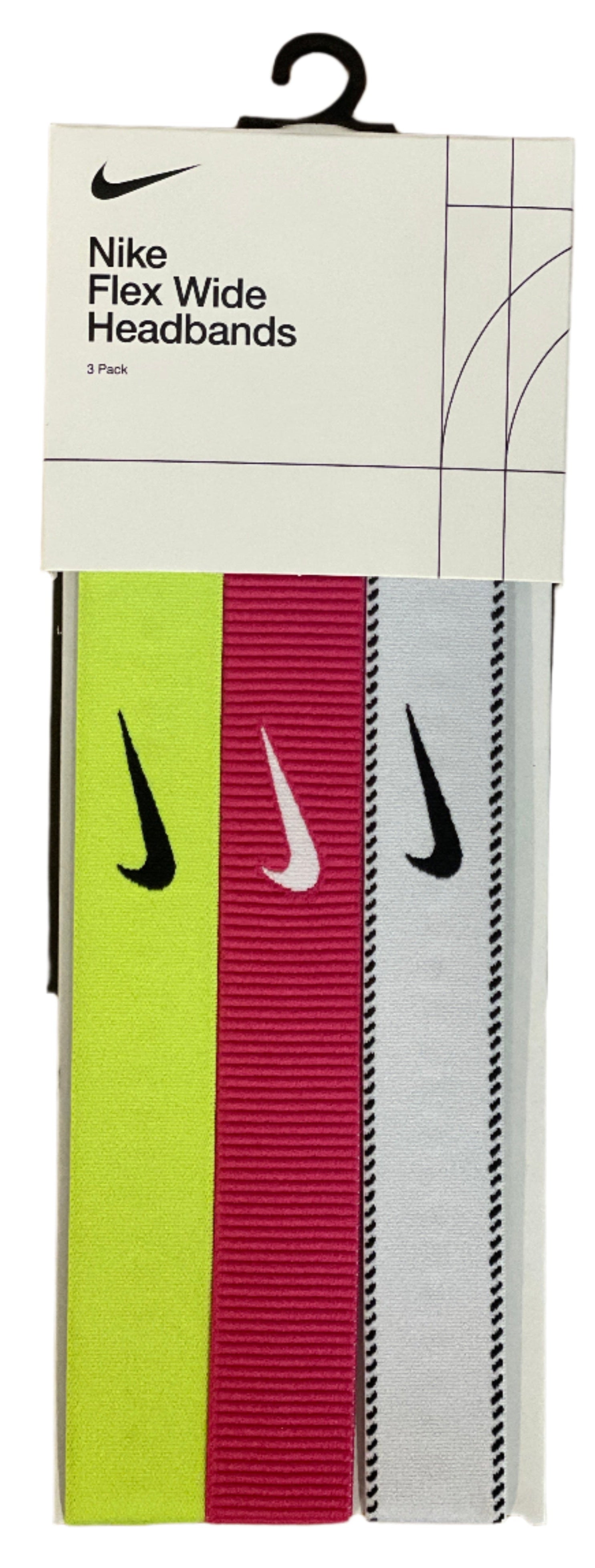 Nike Flex Wide Headbands 3-Pack - Volt/Vivid Pink/White