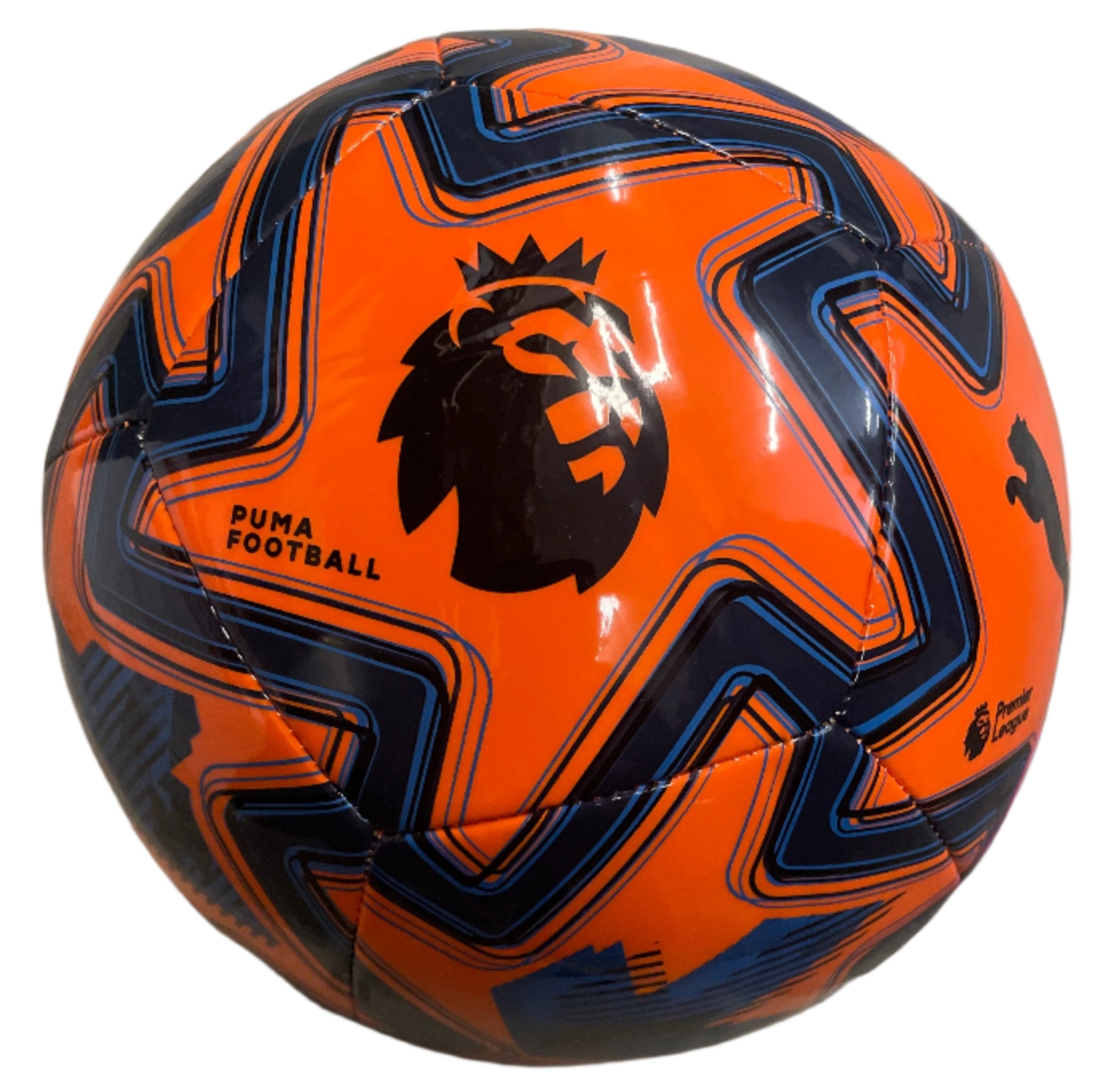 Puma Orbita Play Premier League Brilliance Soccer Ball-Orange Glo/Racing Blue/Black