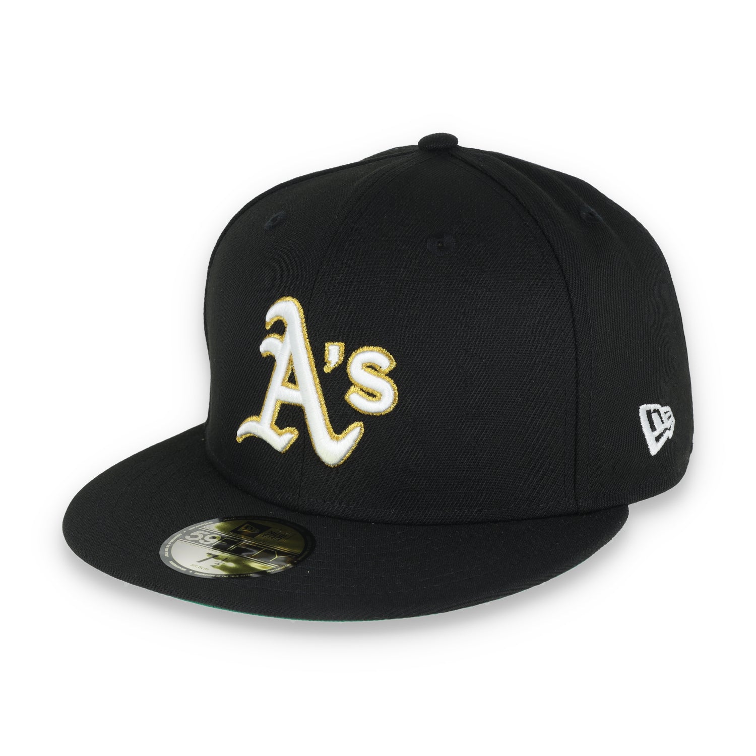 New Era Oakland Athletics 50th Anniversary Metallic Logo Side Patch 59fifty Fitted Hat-Black