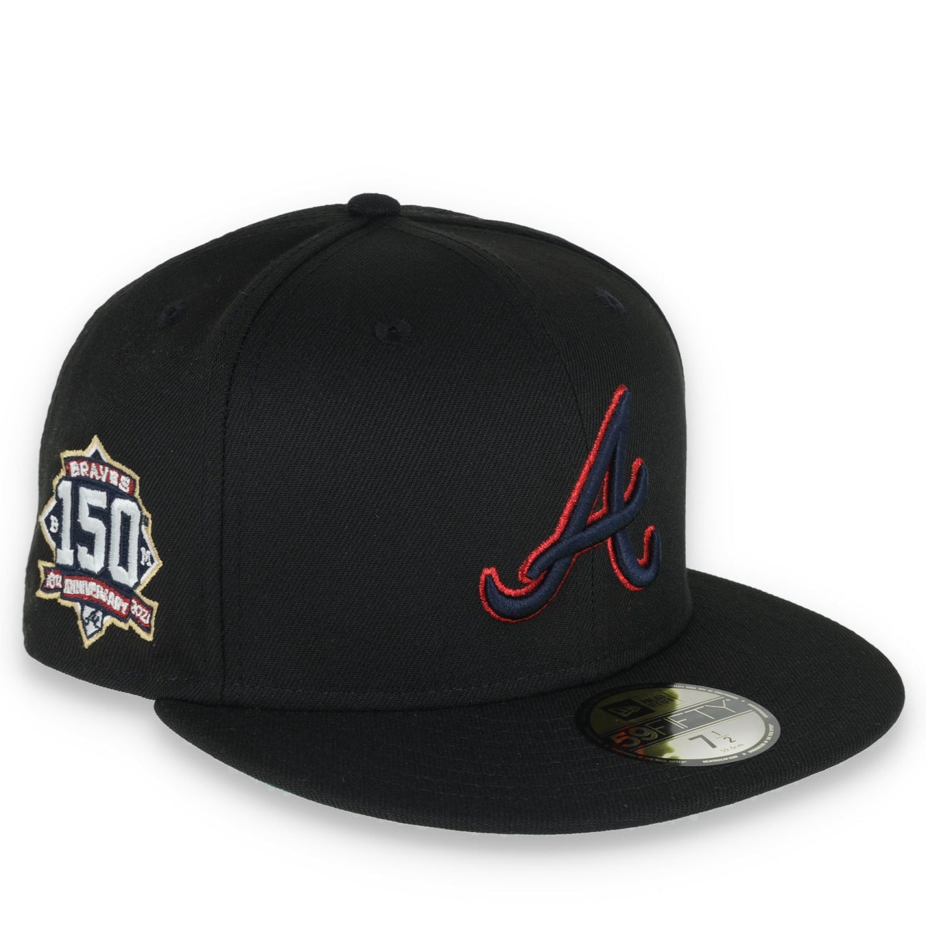 New Era Atlanta Braves Metallic Logo 150 Anniversary Side Patch 59FIFTY Fitted - Black
