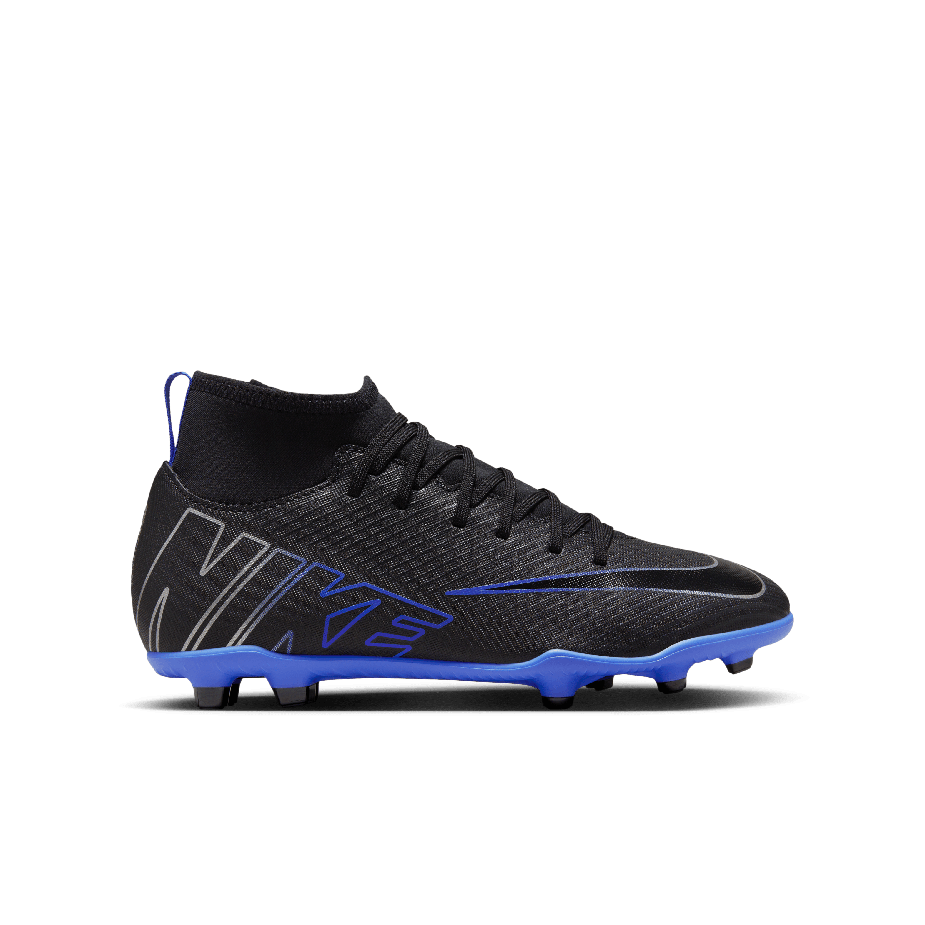 Nike Jr. Mercurial Superfly 9 Club FG/MG-Black/Chrome-Hyper Royal