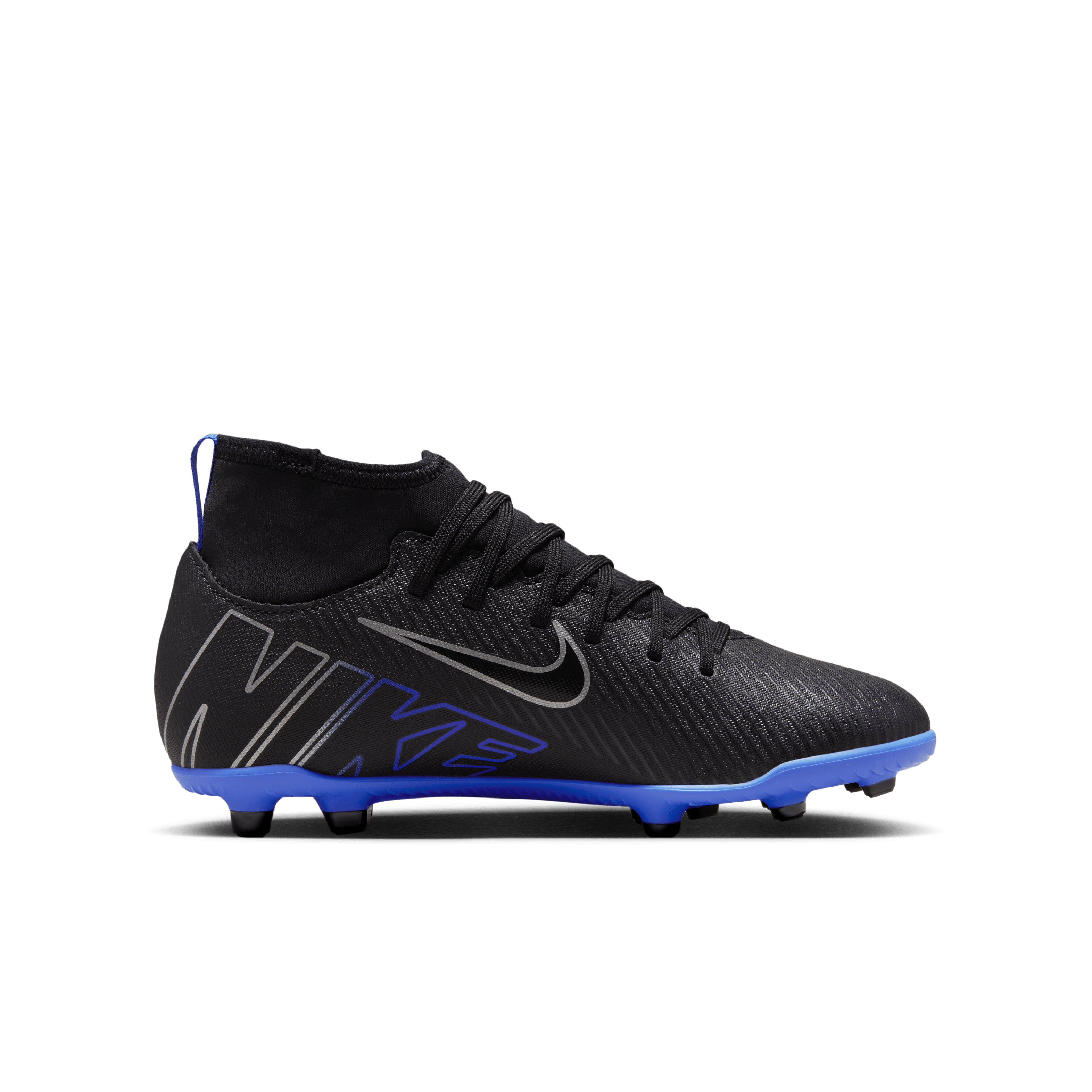 Nike Jr. Mercurial Superfly 9 Club FG/MG-Black/Chrome-Hyper Royal