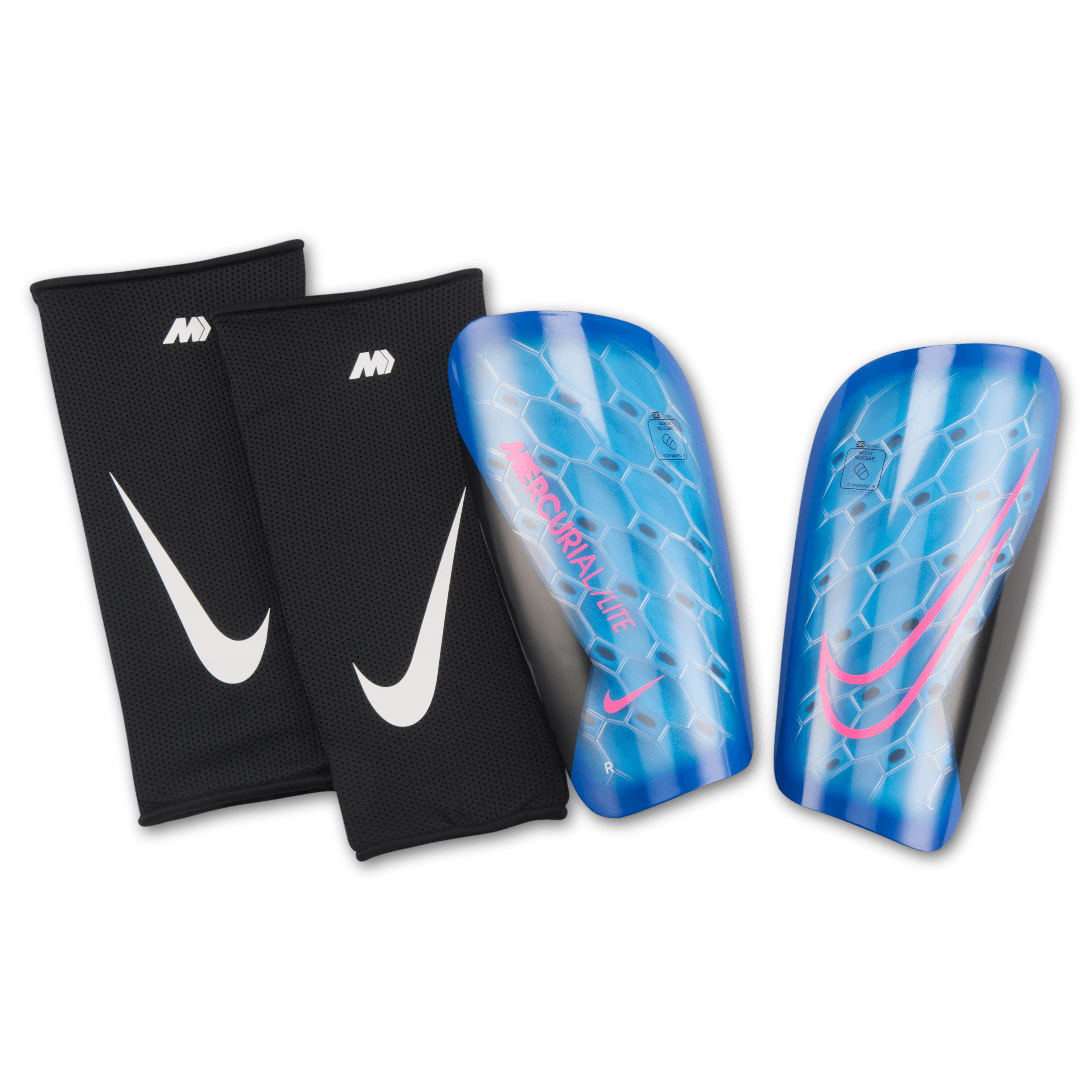Nike Mercurial Lite Soccer Shin Guards-RACER BLUE/BLACK/PINK BLAST