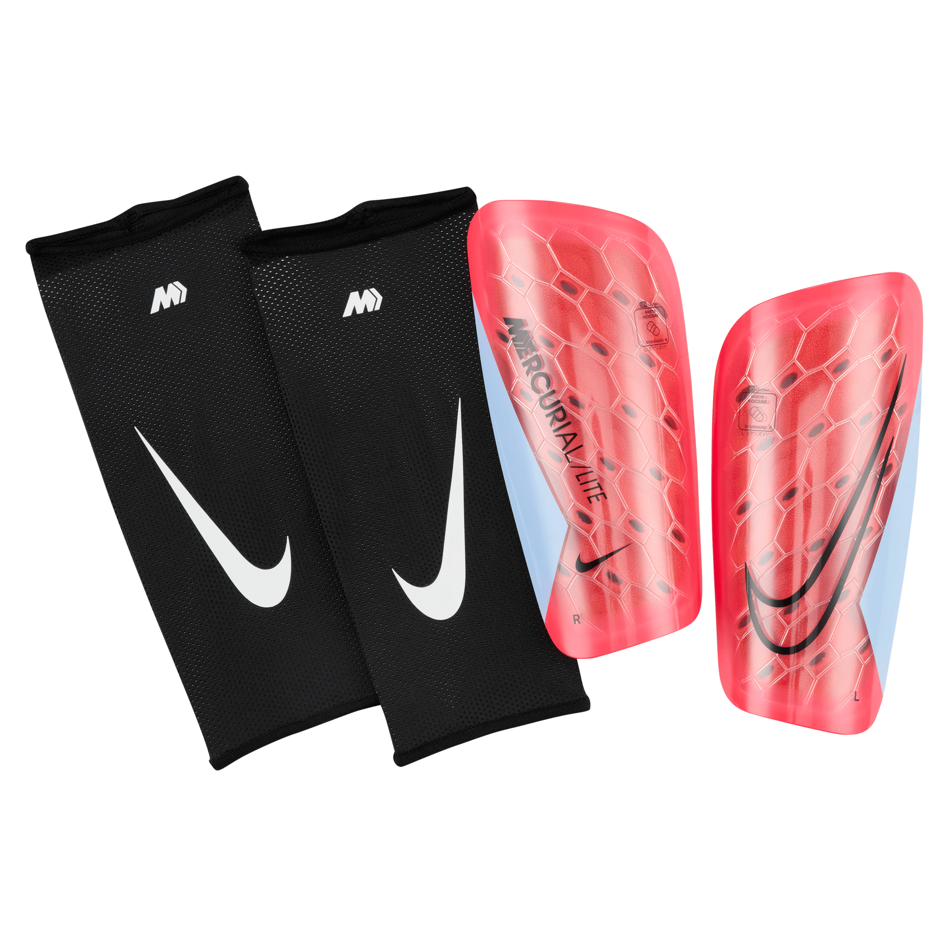 Nike Mercurial Lite Soccer Shin Guards BRIGHT CRIMSON/ROYAL TINT/BLACK