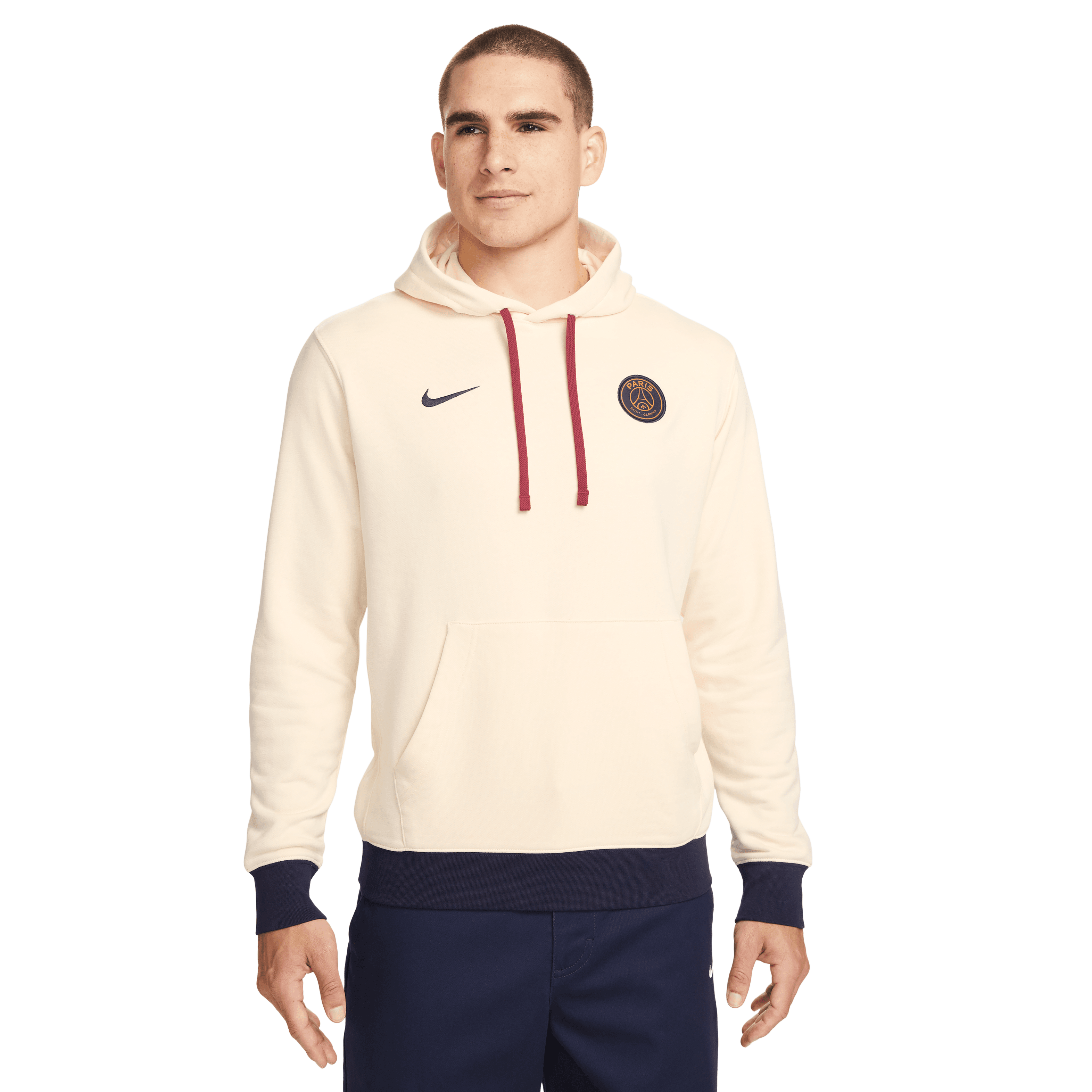 Nike Men's Paris Saint-Germain Fleece Hoodie-Coconut Milk/Blackened Blue