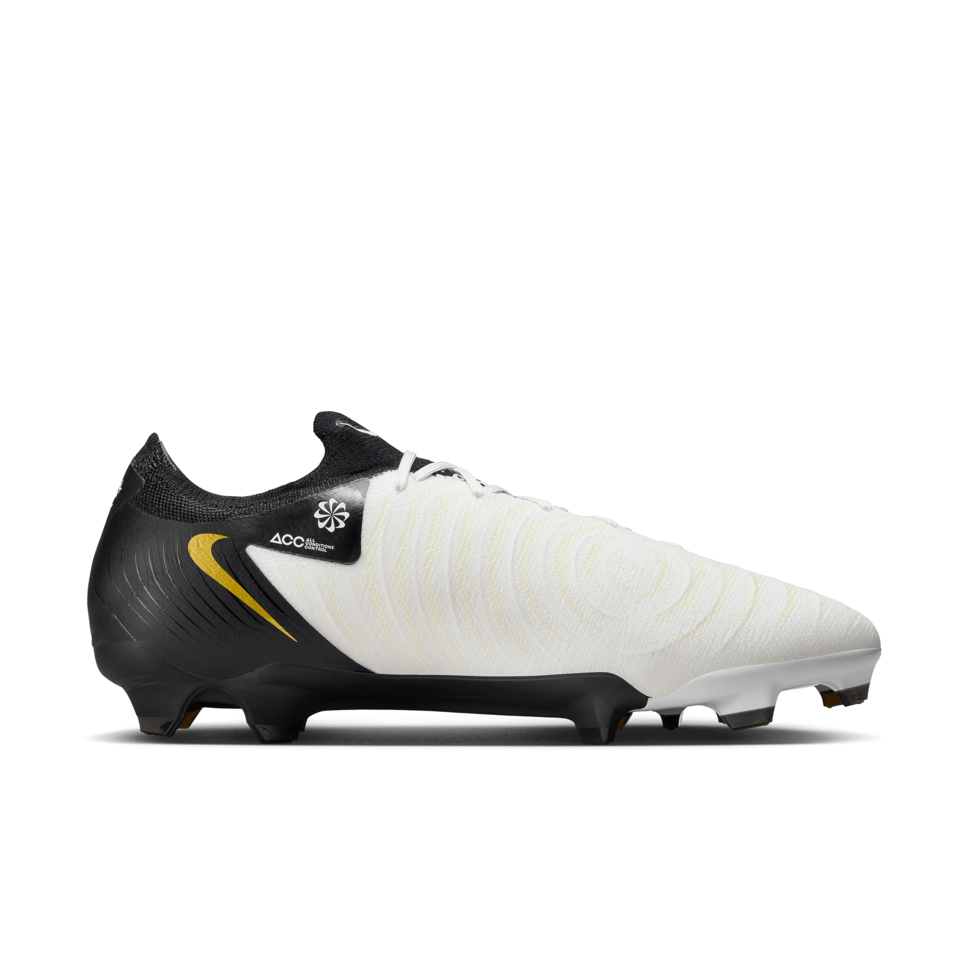 Nike Phantom GX 2 Pro FG-White/Black-Mtlc Gold Coin