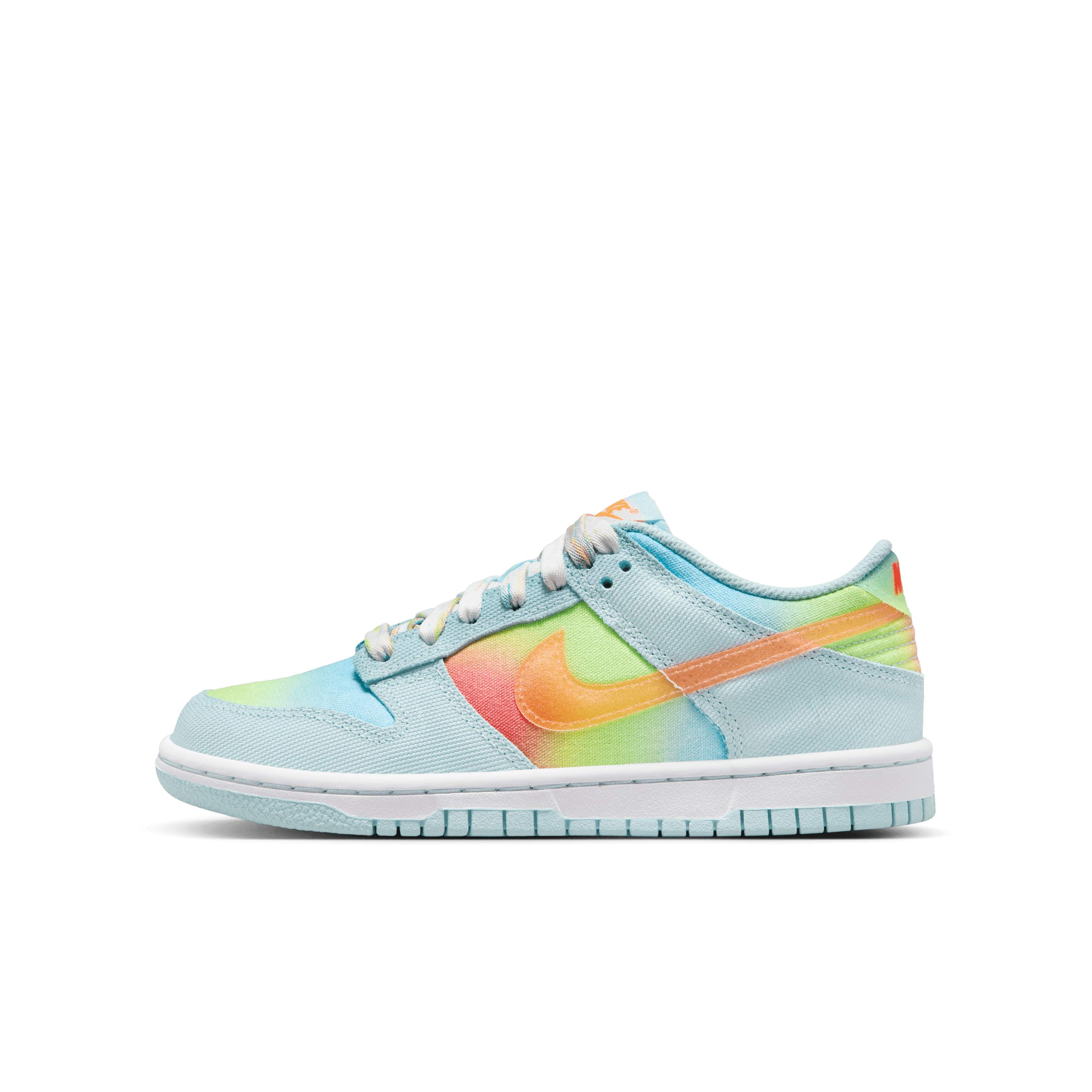 Nike Big Kid's Dunk Low Shoes - Glacier Blue/Total Orange/Lemon Twist