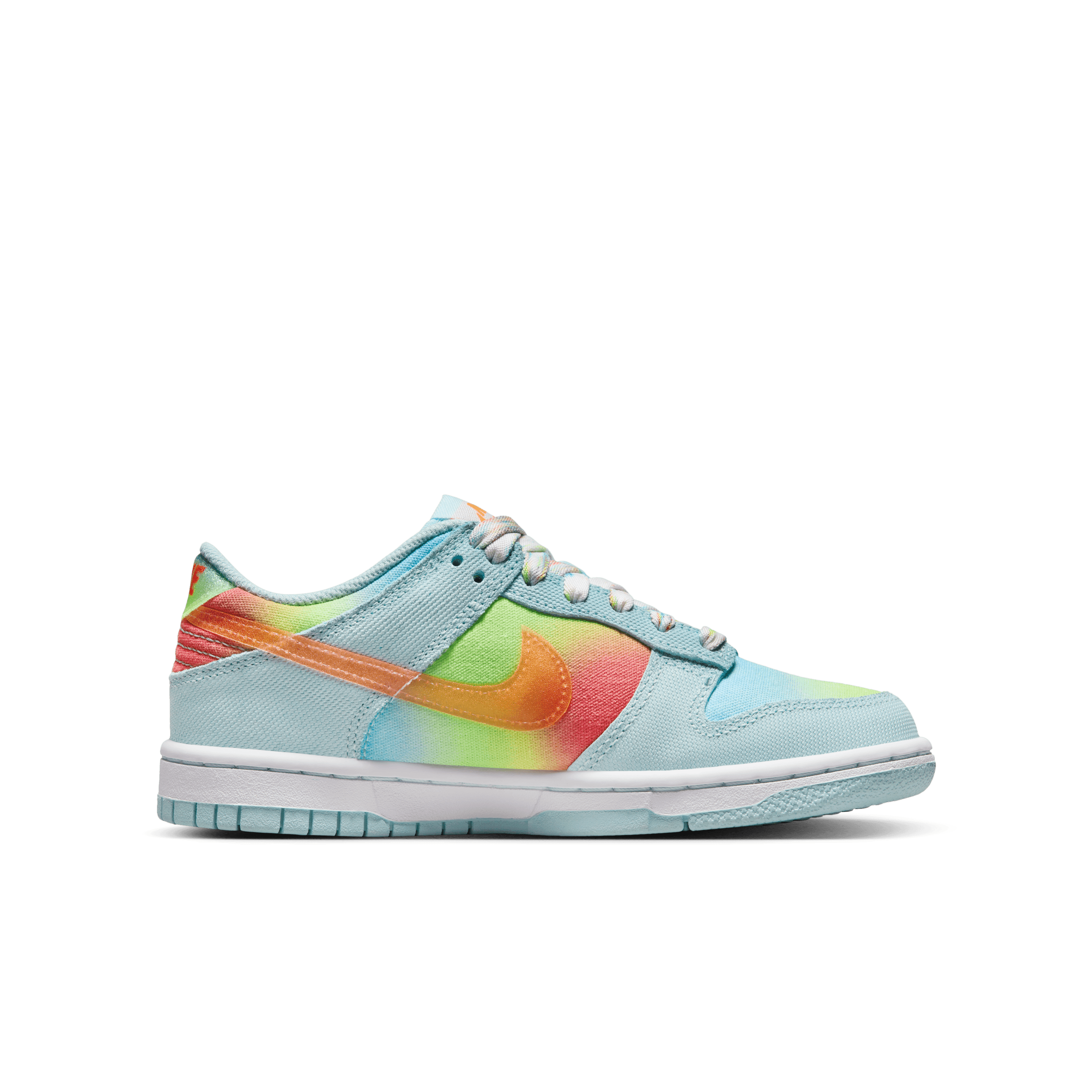 Nike Big Kid's Dunk Low Shoes - Glacier Blue/Total Orange/Lemon Twist