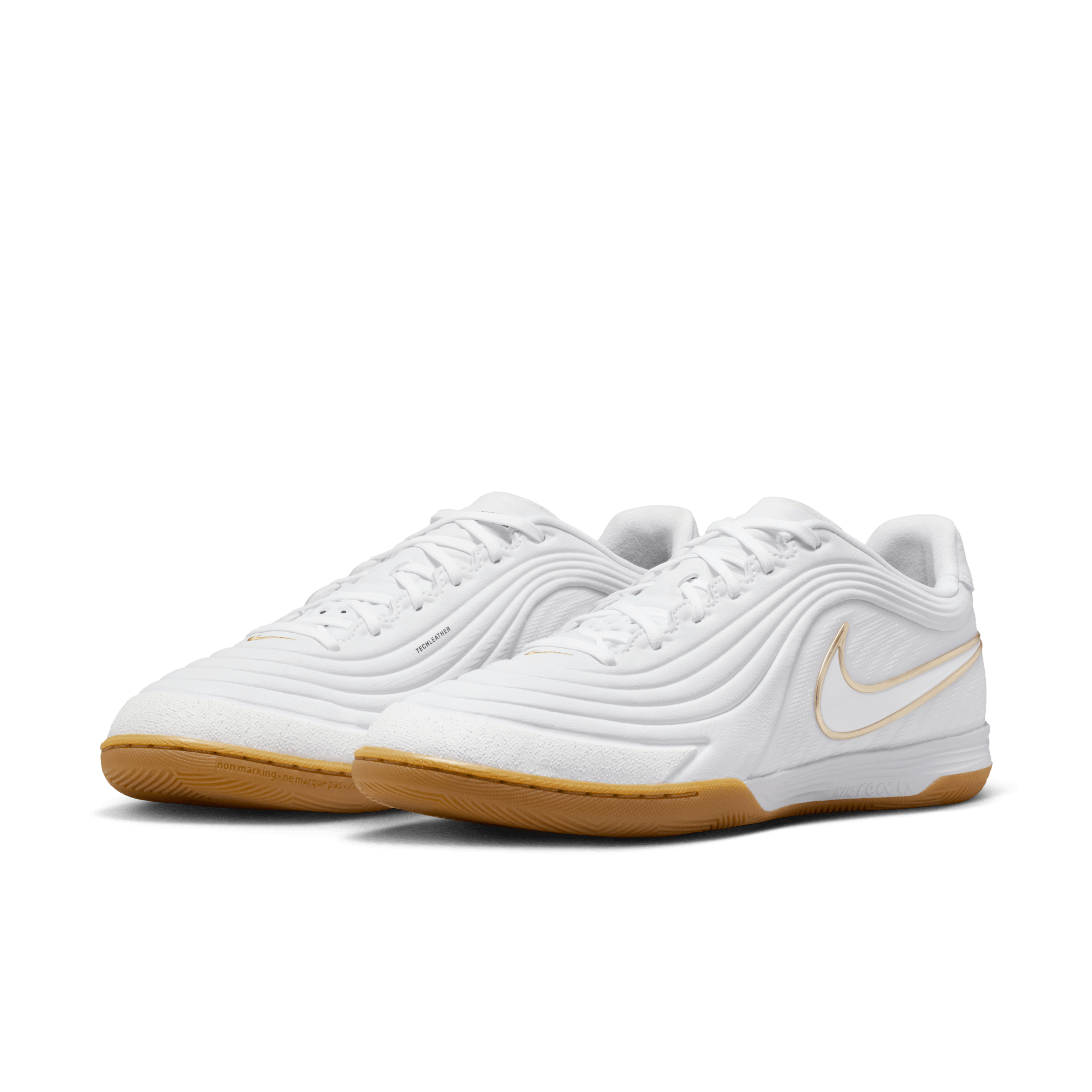 Nike Tiempo Reactgato Indoor/Court Low-Top Soccer Shoes - White/Metalic Gold