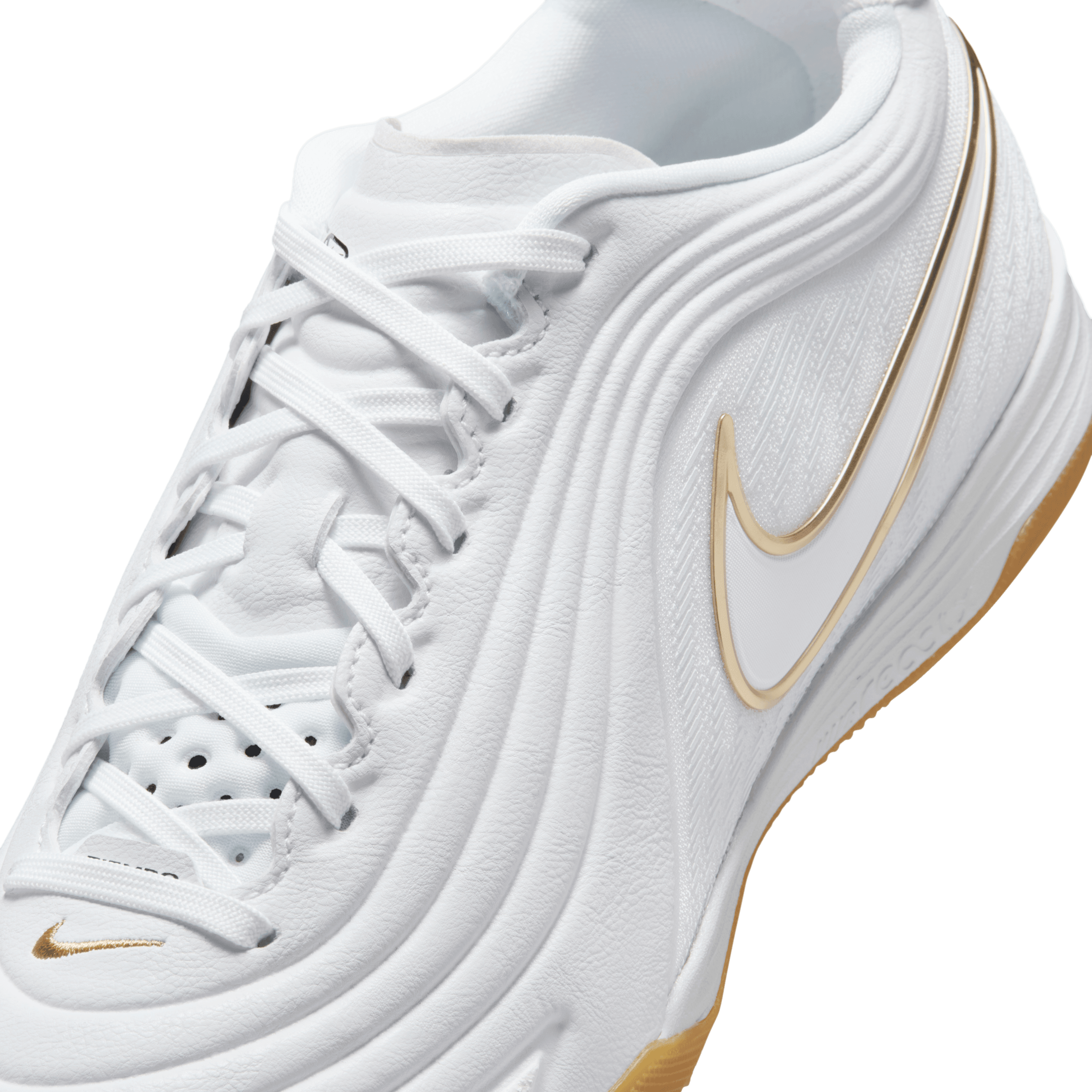 Nike Tiempo Reactgato Indoor/Court Low-Top Soccer Shoes - White/Metalic Gold