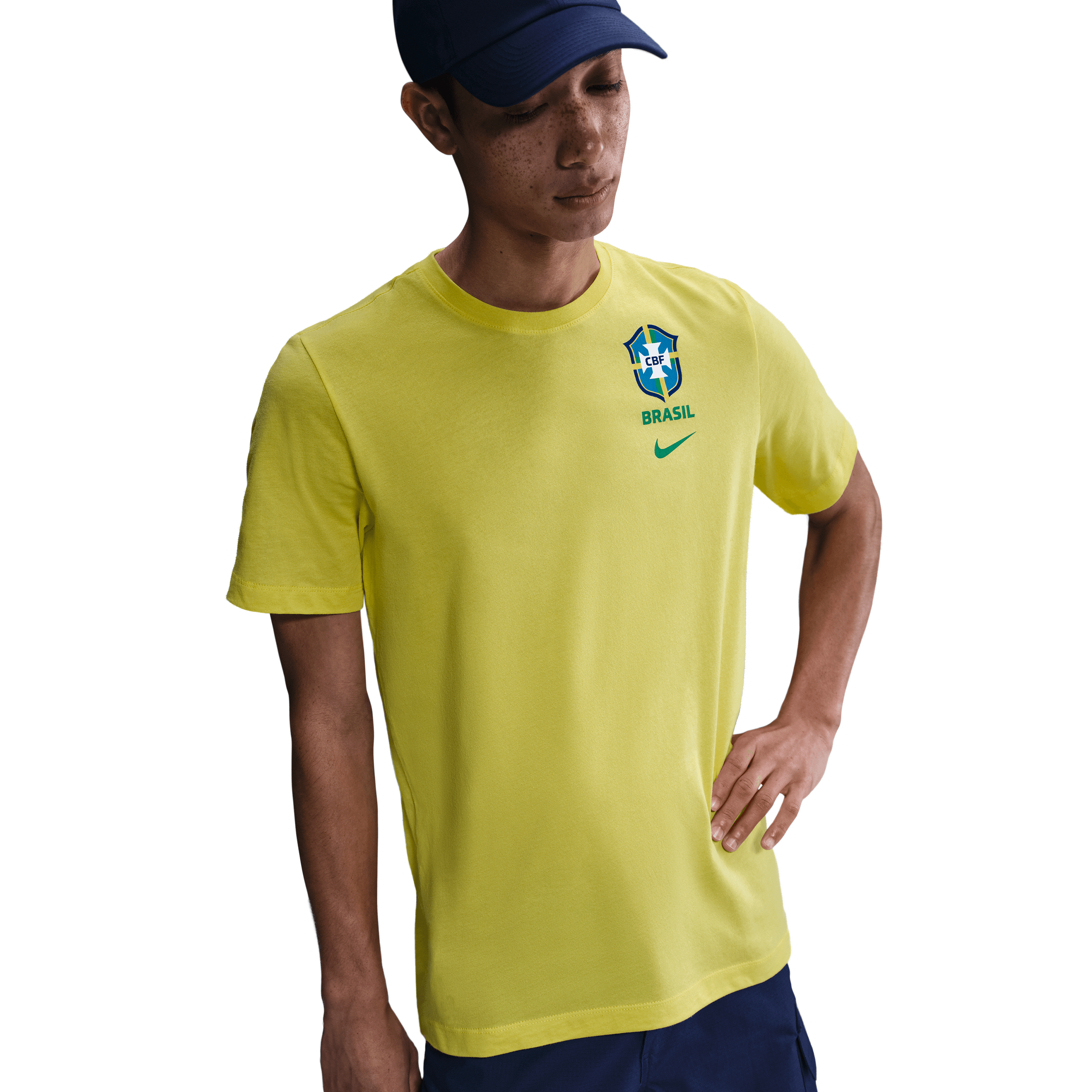 Nike Men's Brasil Crest T-Shirt-Yellow